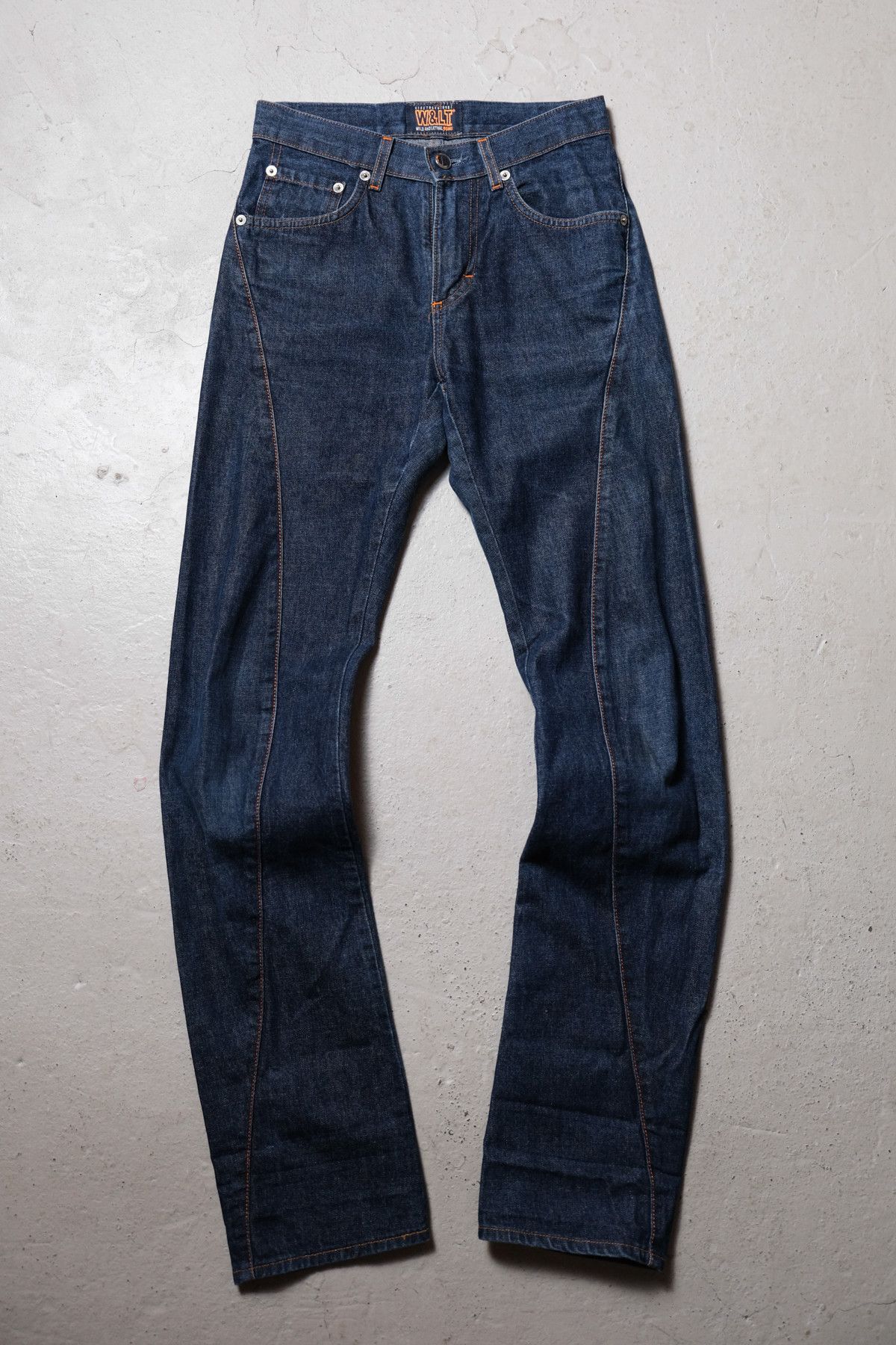 90s W&LT Denim Pants ② Walter Van Beirendonck 1990s W&LT Tribal Denim Pants by