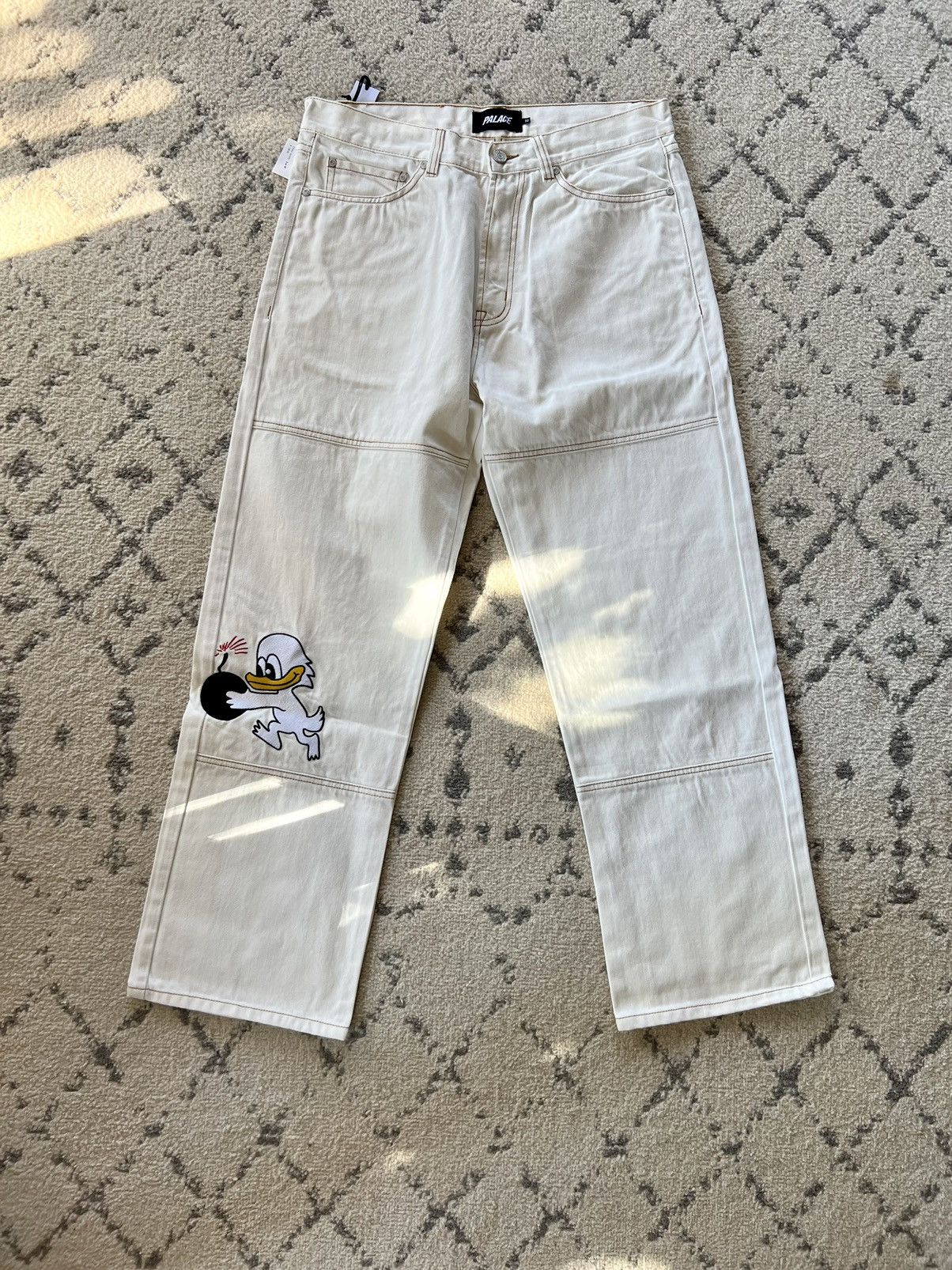 Palace Palace Skateboards Duck Bomb Panel Jeans White | Grailed