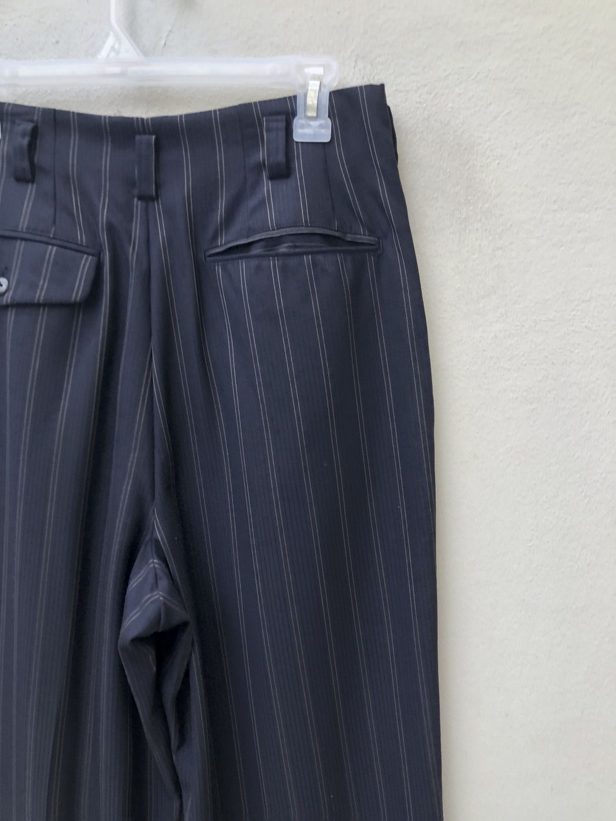 Bajra Bajra Japan Navy Striped Wool Baggy Trouser Pant Size US 29 - 16 Thumbnail
