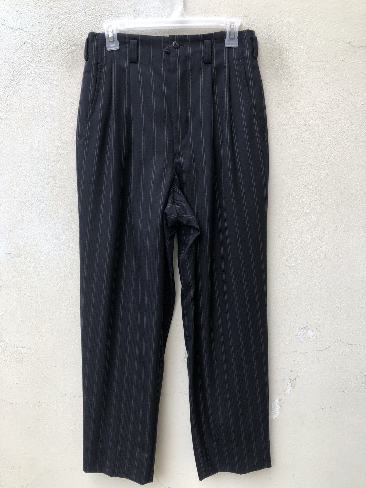 Bajra Bajra Japan Navy Striped Wool Baggy Trouser Pant Size US 29 - 3 Thumbnail