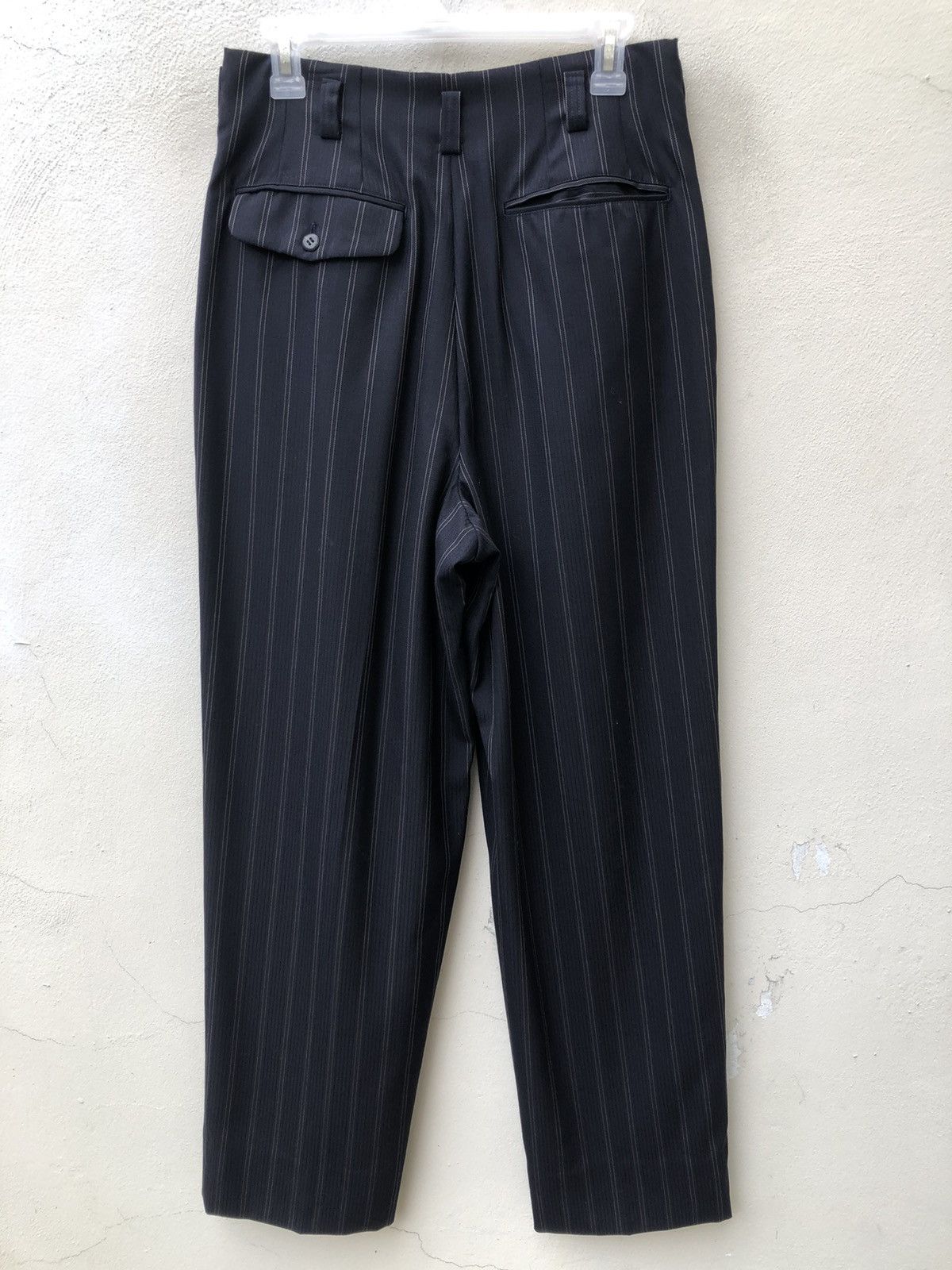 Bajra Bajra Japan Navy Striped Wool Baggy Trouser Pant Size US 29 - 12 Thumbnail