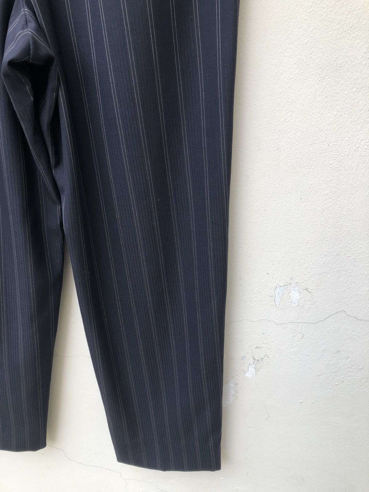 Bajra Bajra Japan Navy Striped Wool Baggy Trouser Pant Size US 29 - 17 Thumbnail