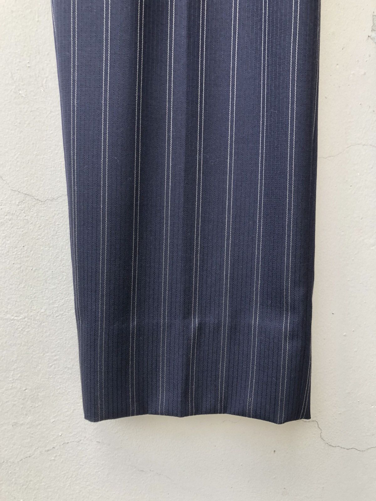 Bajra Bajra Japan Navy Striped Wool Baggy Trouser Pant Size US 29 - 8 Thumbnail