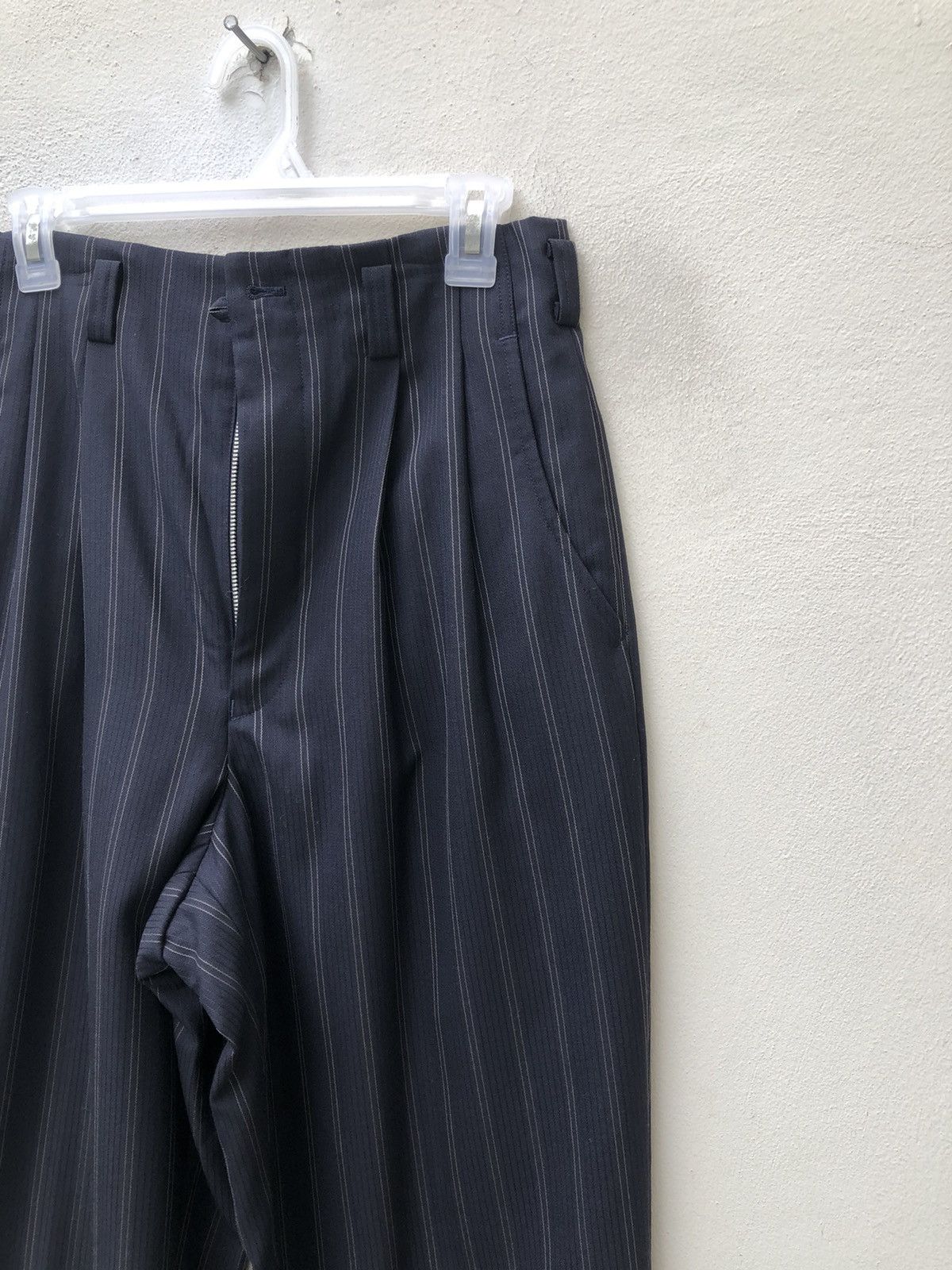 Bajra Bajra Japan Navy Striped Wool Baggy Trouser Pant Size US 29 - 9 Thumbnail