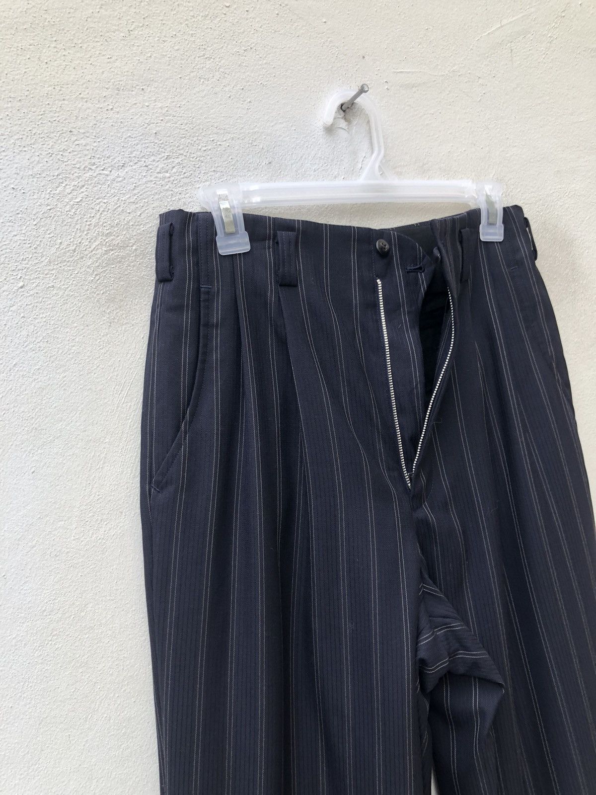 Bajra Bajra Japan Navy Striped Wool Baggy Trouser Pant Size US 29 - 6 Thumbnail