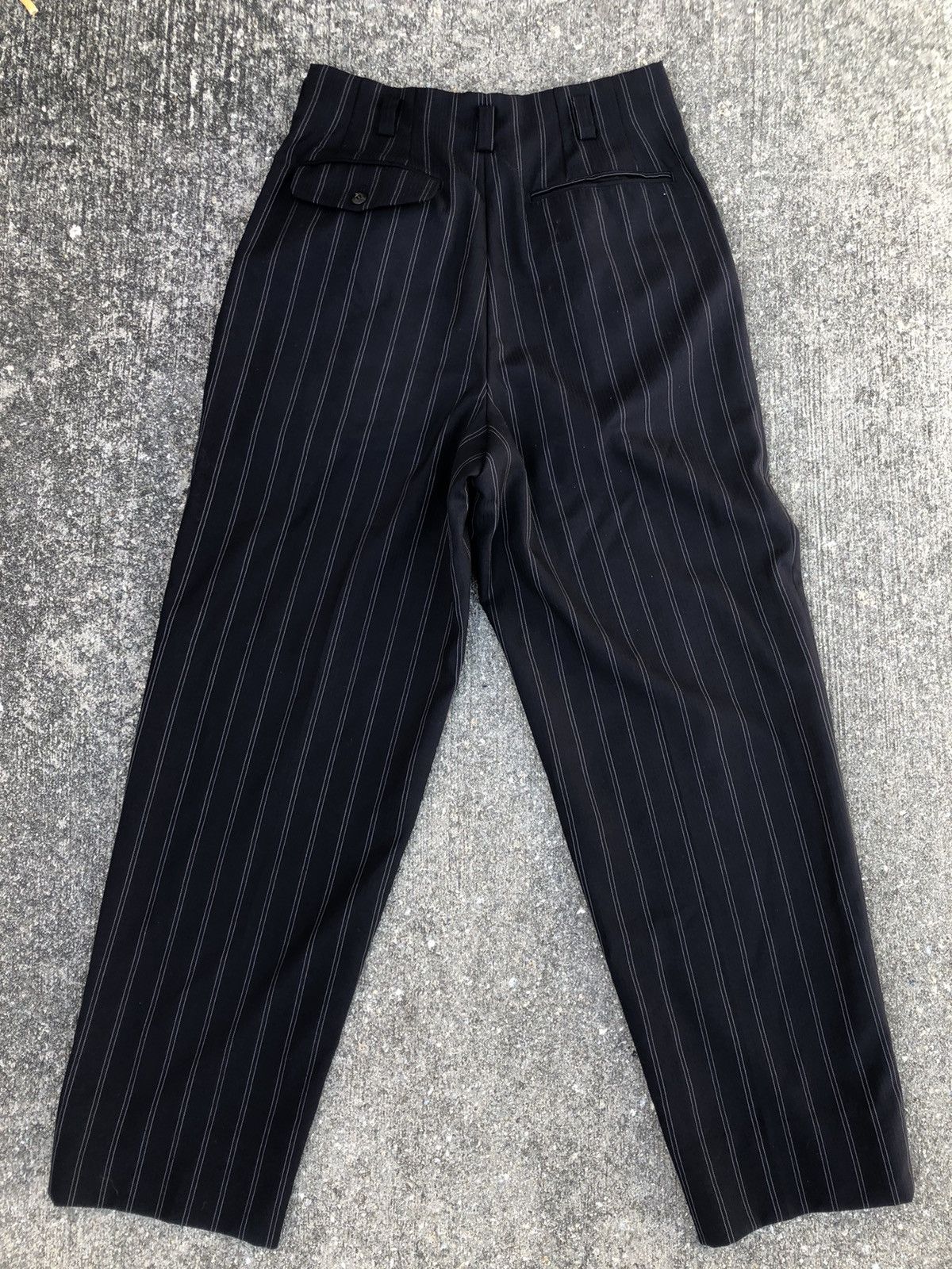 Bajra Bajra Japan Navy Striped Wool Baggy Trouser Pant Size US 29 - 2 Thumbnail