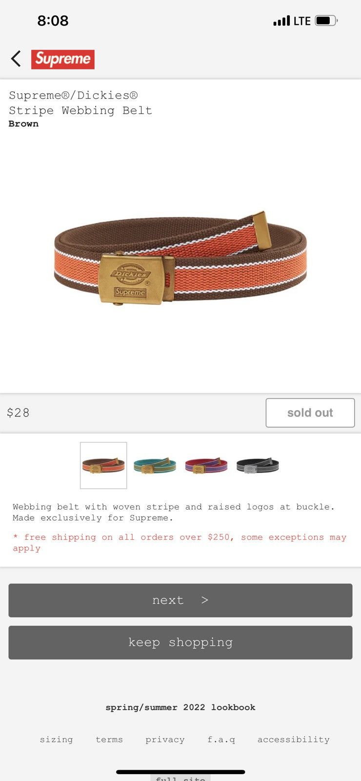 Supreme SUPREME + DICKIES STRIPE WEBBING BELT | Grailed