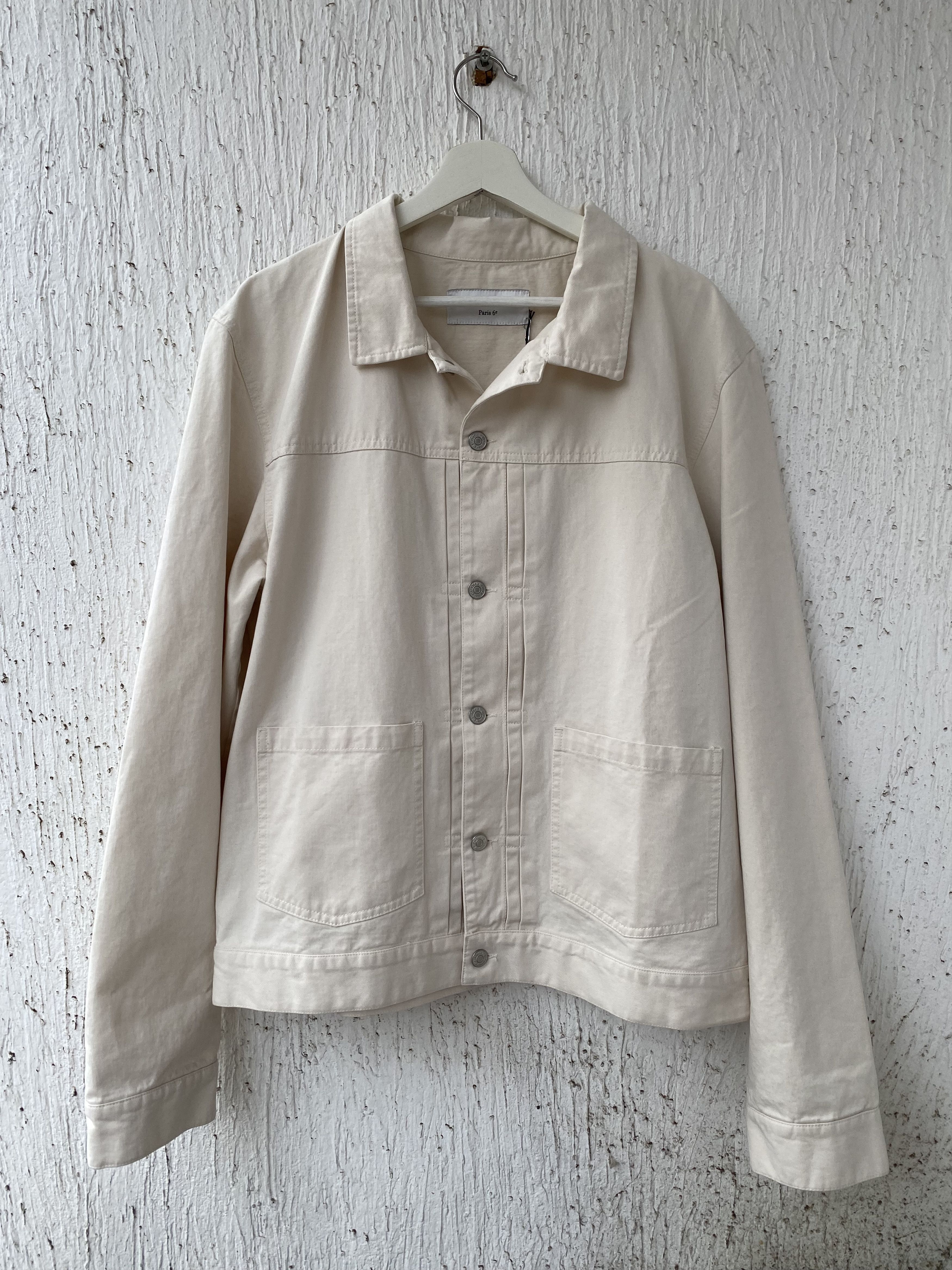 image of Officine Generale Cream Denim "leo" Jacket in White, Men's (Size XL)