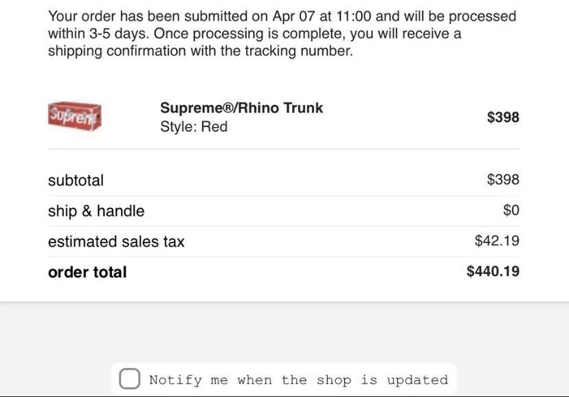 Supreme Rhino Trunk Red