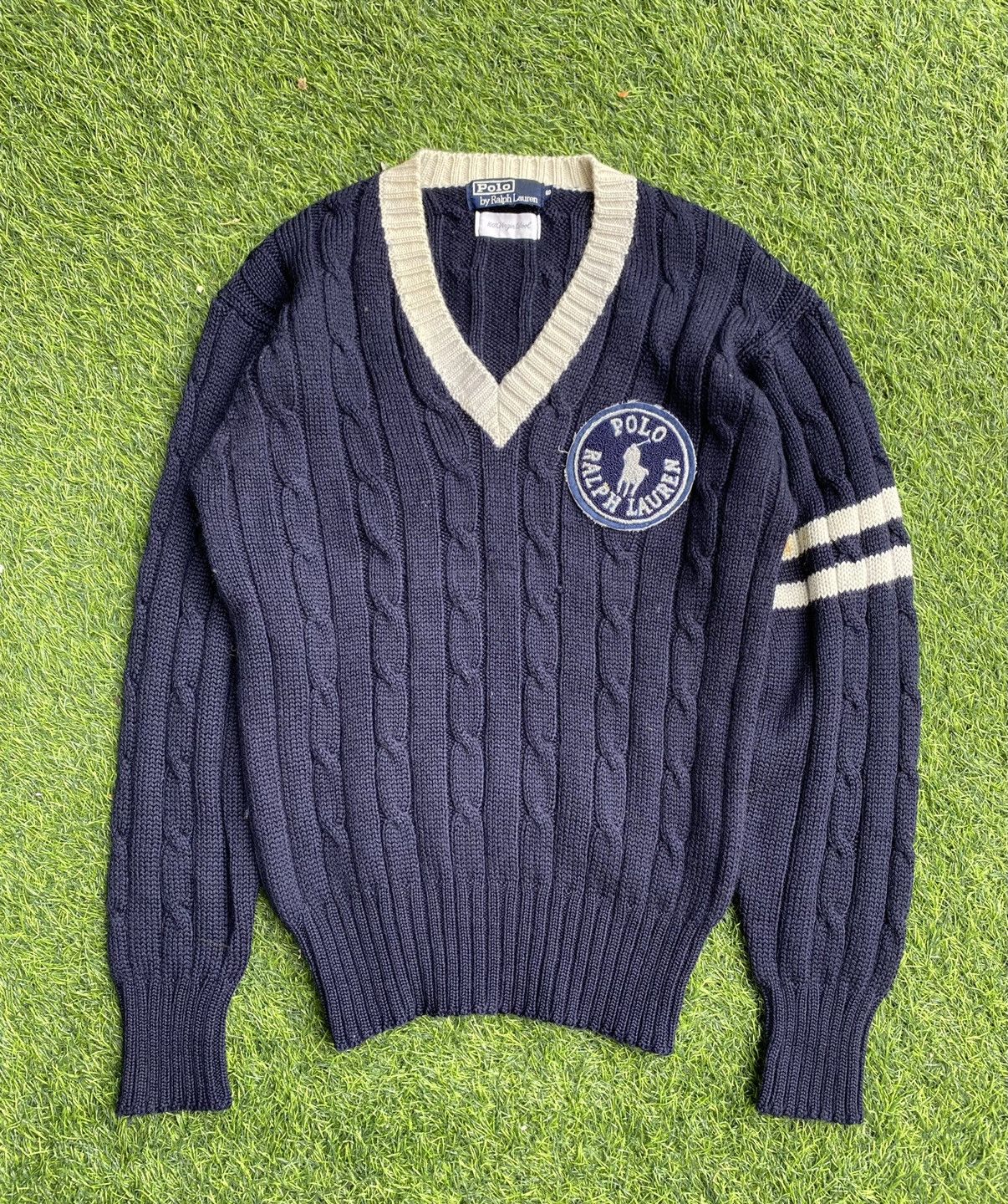 Polo Ralph Lauren 90s POLO RL patch cable knit Size US M / EU 48-50 / 2 - 2 Thumbnail