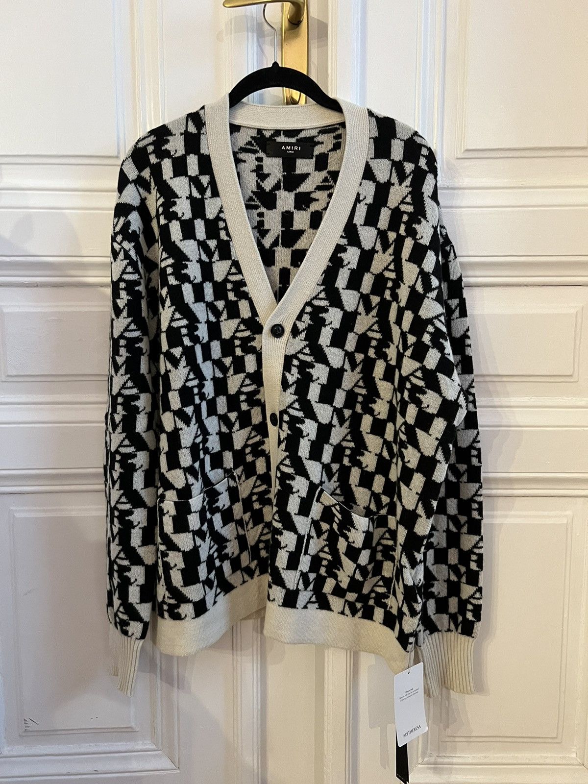 Amiri 100% cashmere jacquard logo cardigan Size US L / EU 52-54 / 3 - 2 Thumbnail
