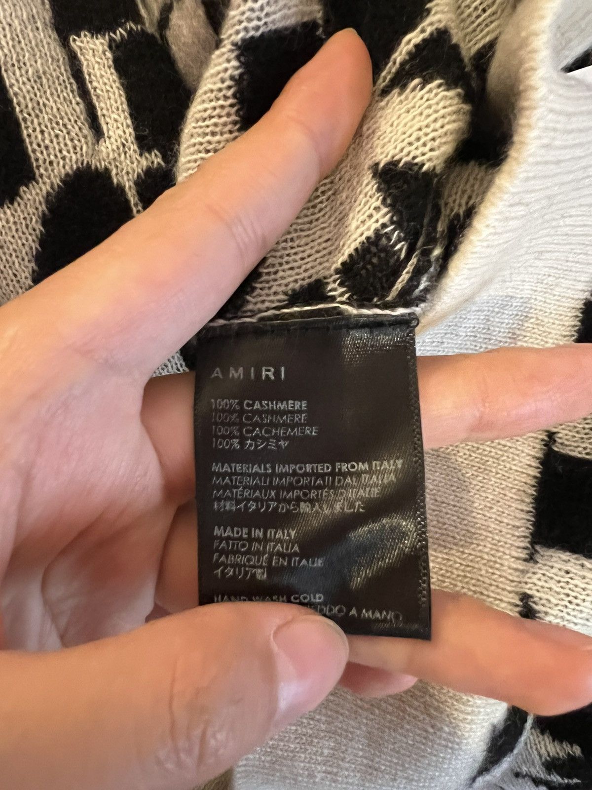 Amiri 100% cashmere jacquard logo cardigan Size US L / EU 52-54 / 3 - 6 Thumbnail