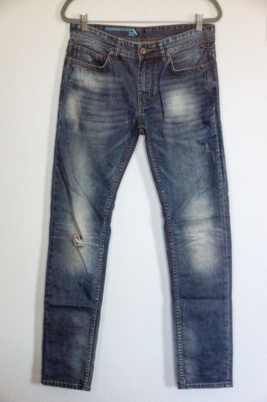 Renuar Men Renuar Visionary Denim Distressed Blue Jeans Slim size: 30 ...