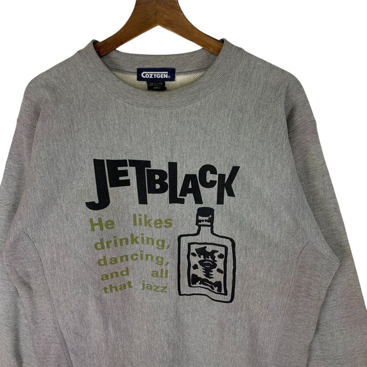 Vintage Cozygen Jet Black Spellout Crewneck Sweatshirt Size US L / EU 52-54 / 3 - 2 Thumbnail