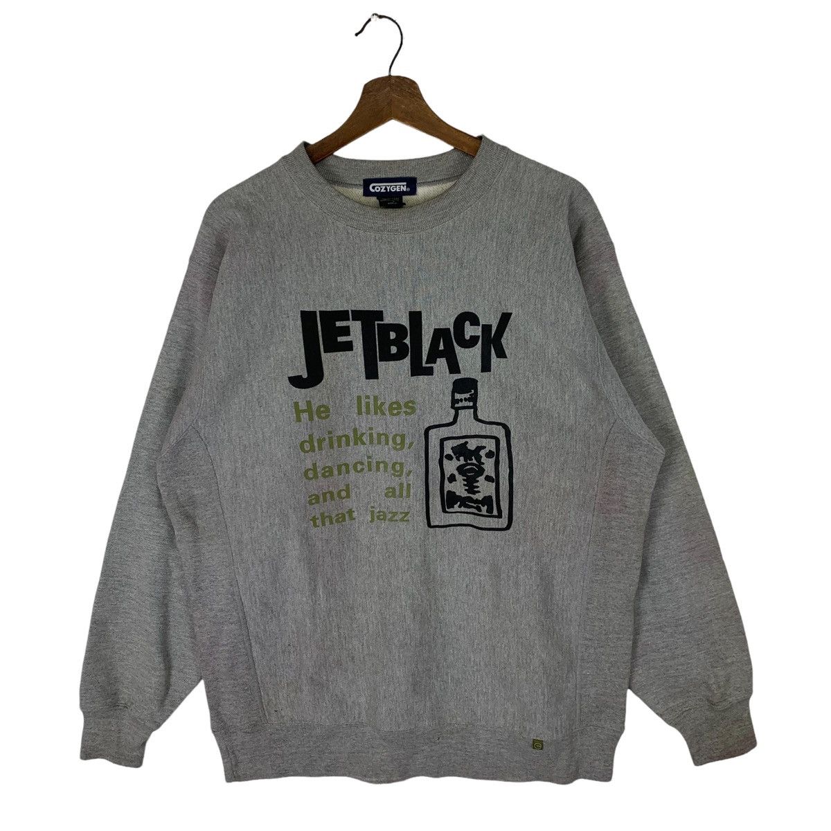 Vintage Cozygen Jet Black Spellout Crewneck Sweatshirt Size US L / EU 52-54 / 3 - 1 Thumbnail