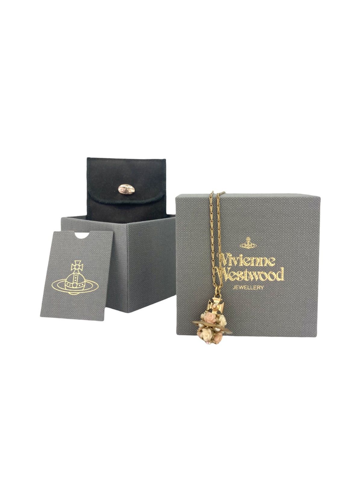 Vivienne Westwood Flower Pink Orb Necklace w/Top Bow and