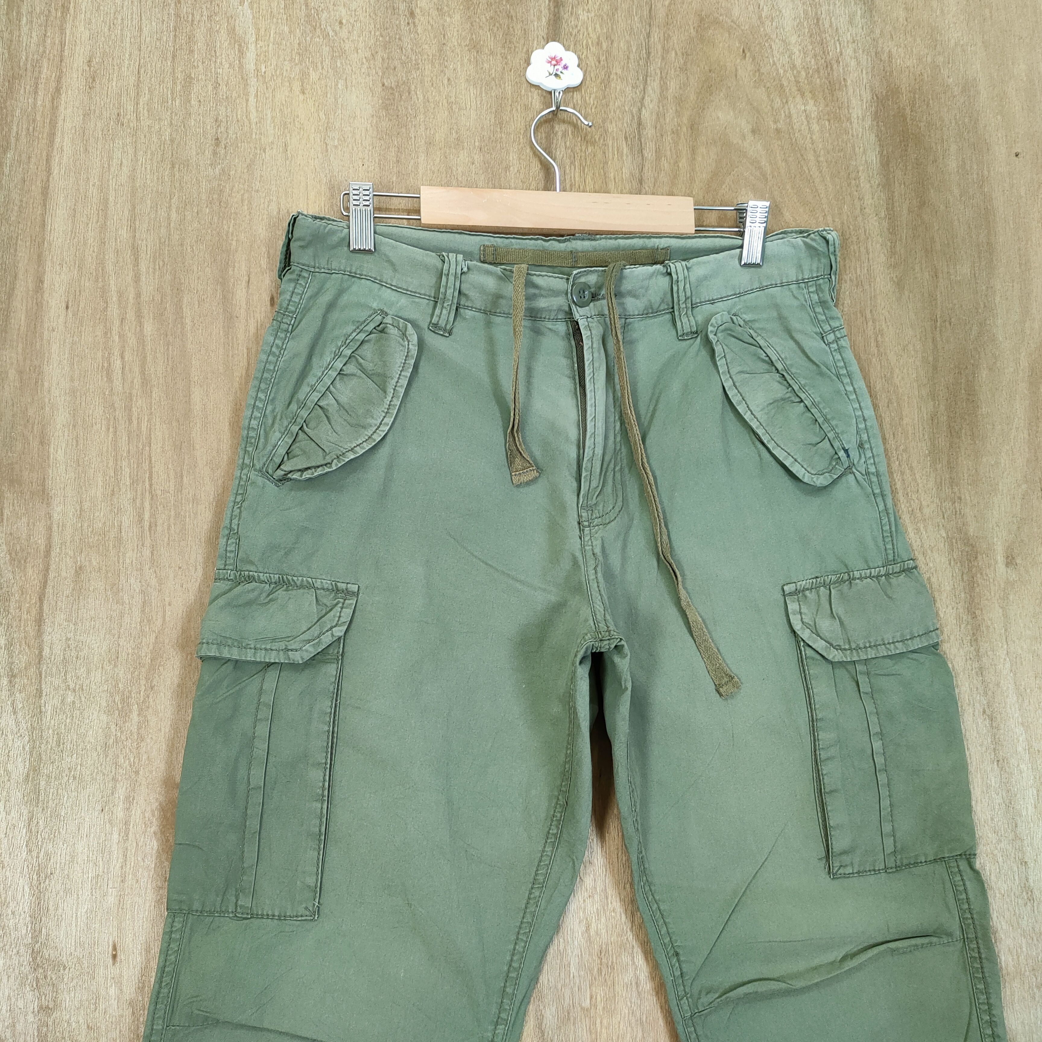 Japanese Brand VINTAGE FADED GREEN CARGO PANTS Size US 31 - 2 Thumbnail