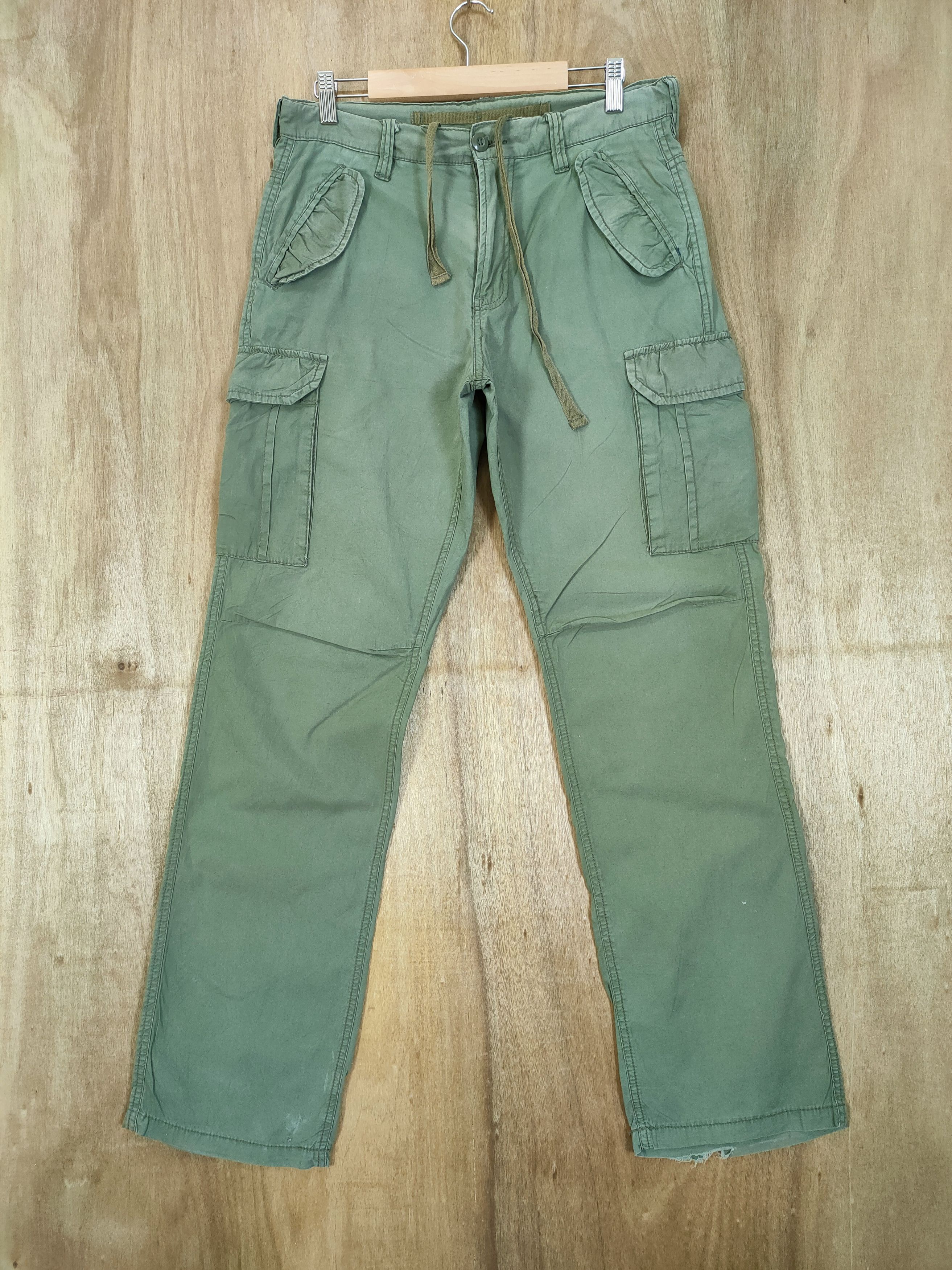 Japanese Brand VINTAGE FADED GREEN CARGO PANTS Size US 31 - 1 Thumbnail