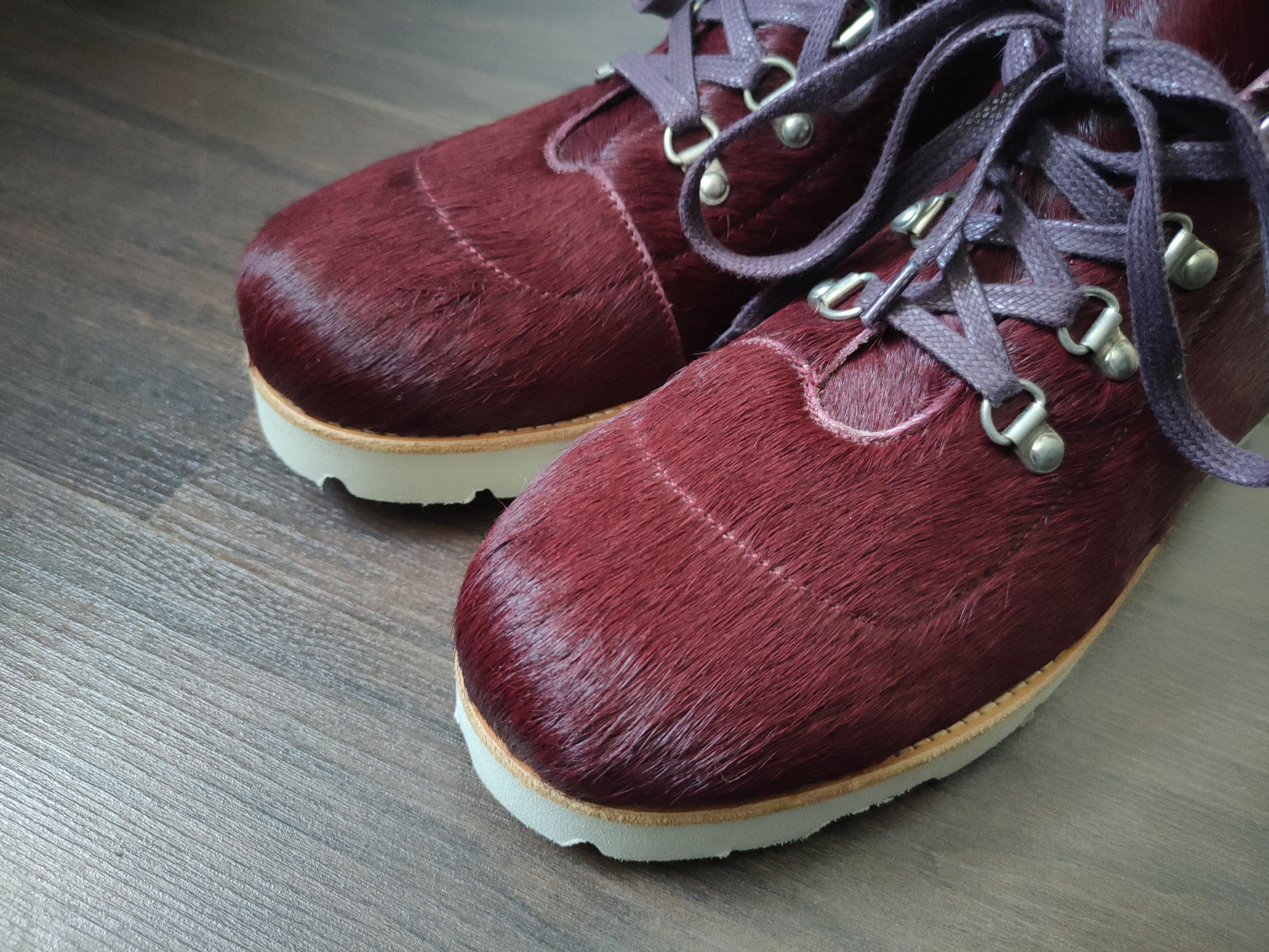 Designer Ricardo Andrez High Fashion Leather Burgundy Fur Boots 44 Size US 11 / EU 44 - 3 Thumbnail