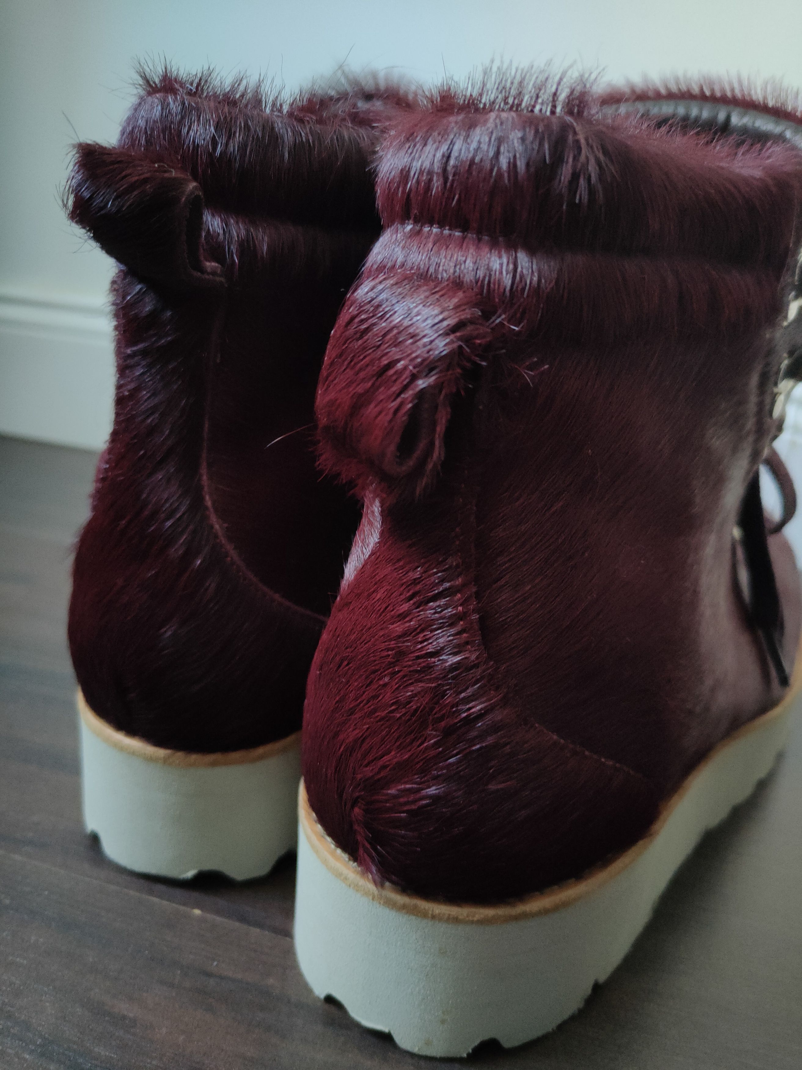 Designer Ricardo Andrez High Fashion Leather Burgundy Fur Boots 44 Size US 11 / EU 44 - 9 Thumbnail