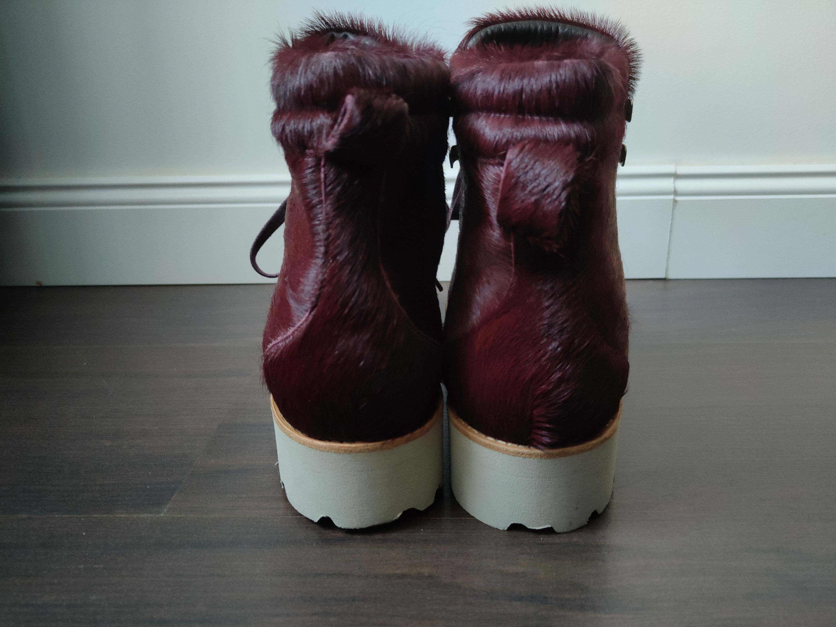 Designer Ricardo Andrez High Fashion Leather Burgundy Fur Boots 44 Size US 11 / EU 44 - 5 Thumbnail