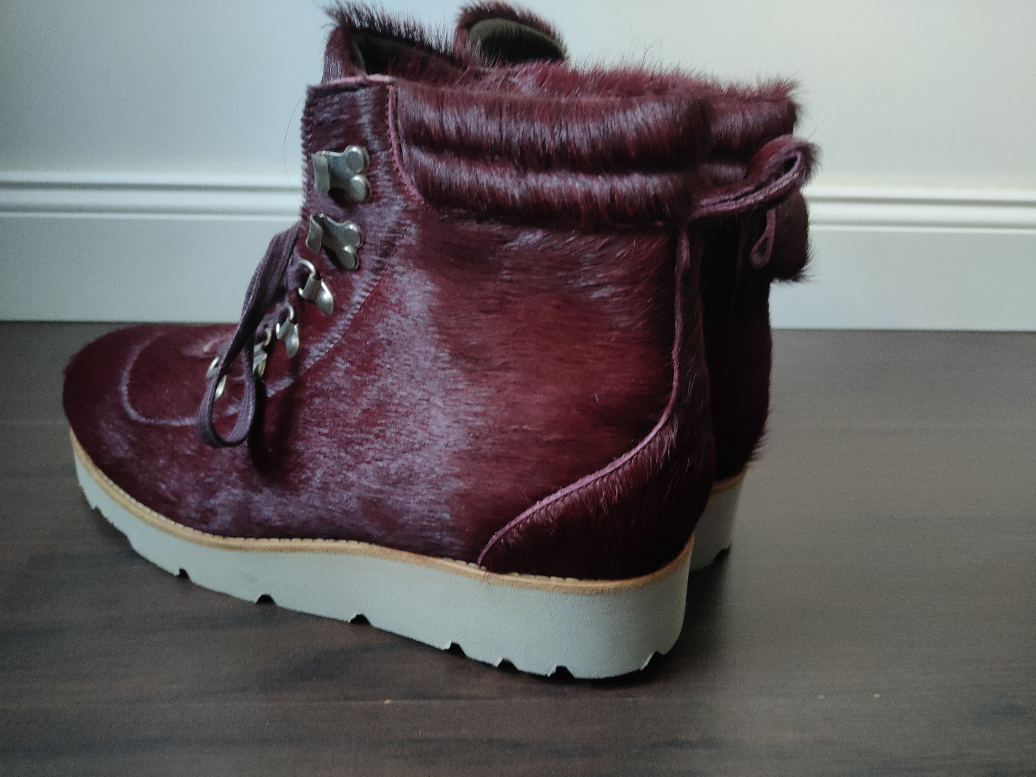 Designer Ricardo Andrez High Fashion Leather Burgundy Fur Boots 44 Size US 11 / EU 44 - 4 Thumbnail
