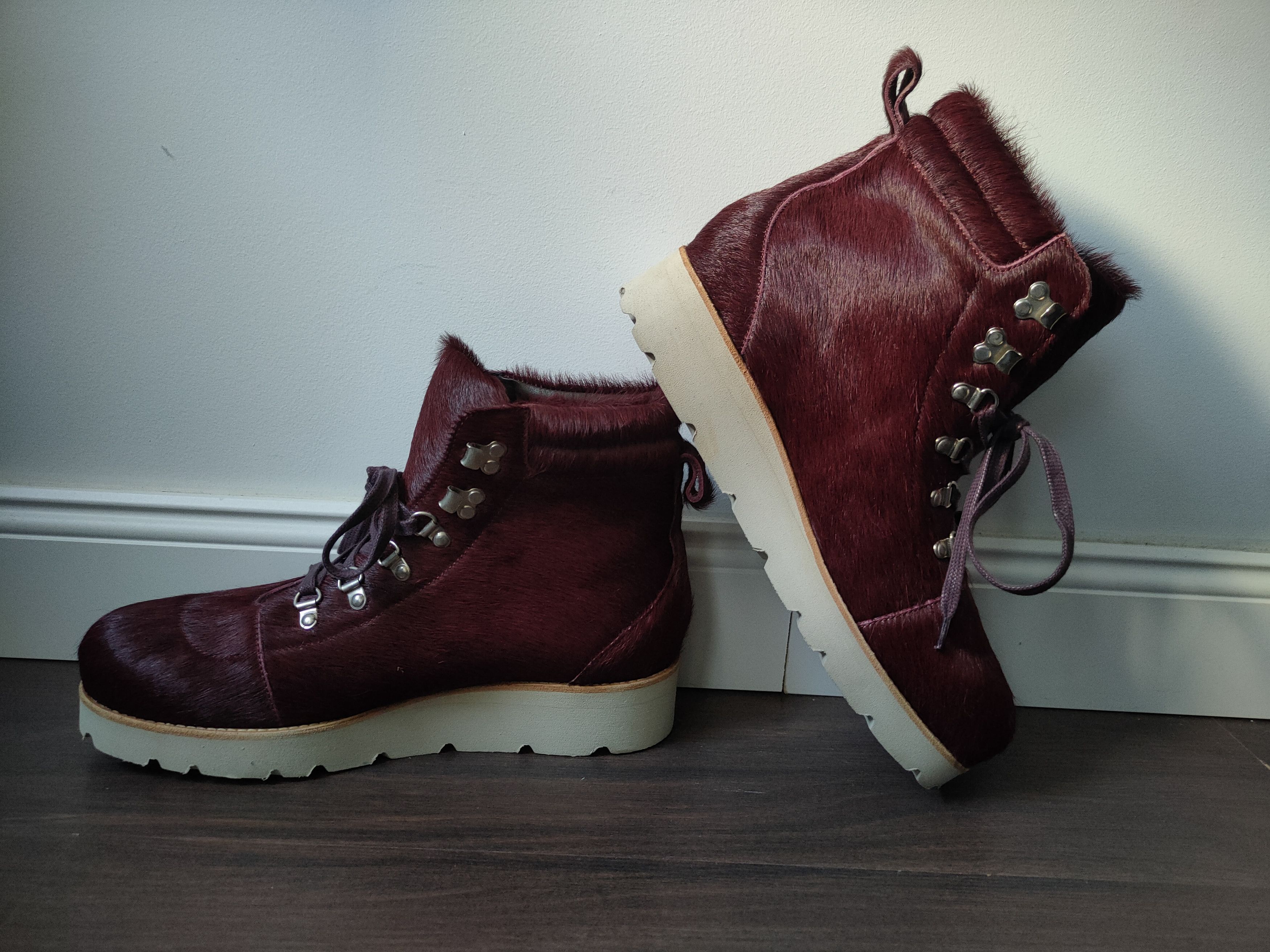 Designer Ricardo Andrez High Fashion Leather Burgundy Fur Boots 44 Size US 11 / EU 44 - 14 Thumbnail