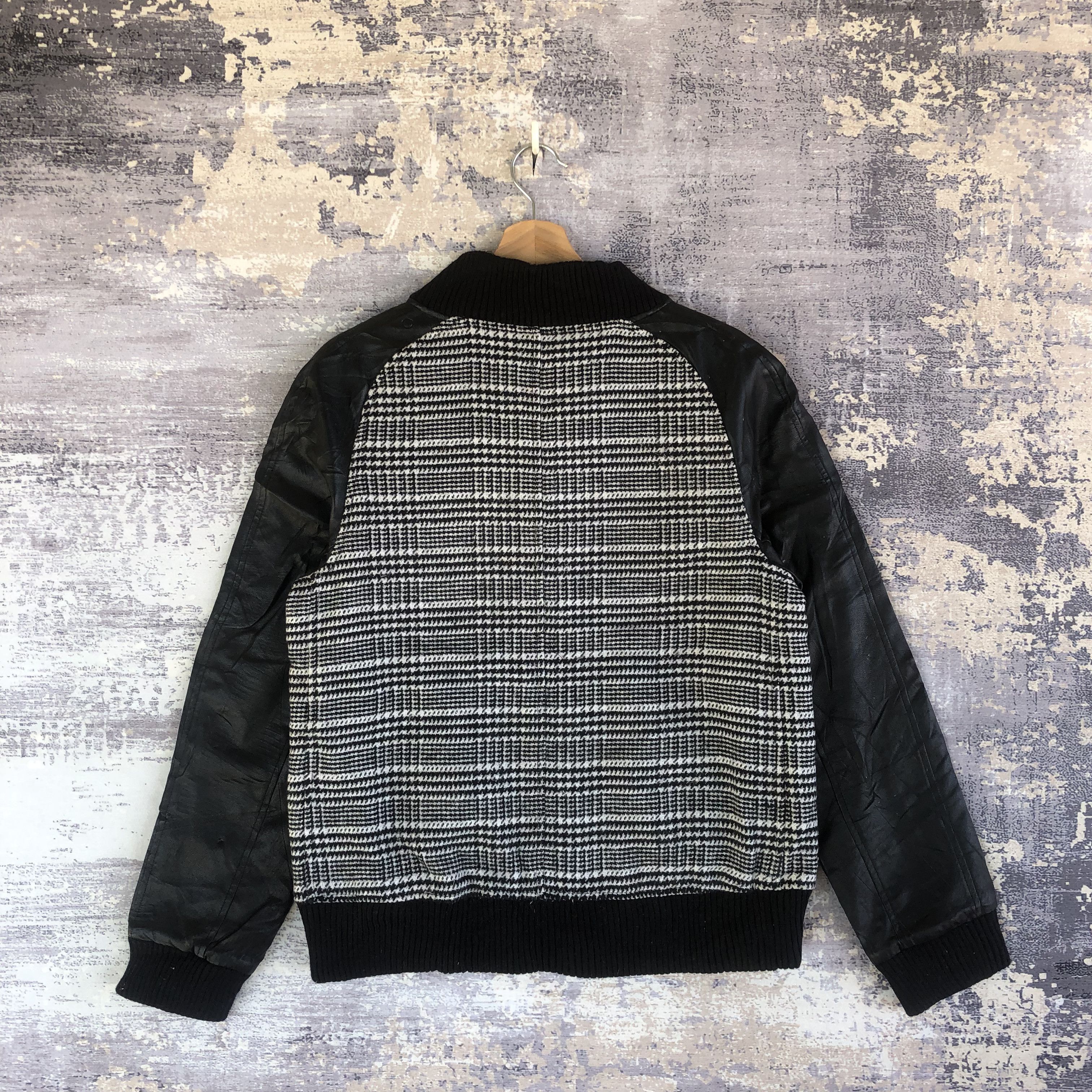 Japanese Brand × Vintage IMP Varsity Jacket Japanese Plaid Wool Leather Jacket Size US M / EU 48-50 / 2 - 2 Thumbnail