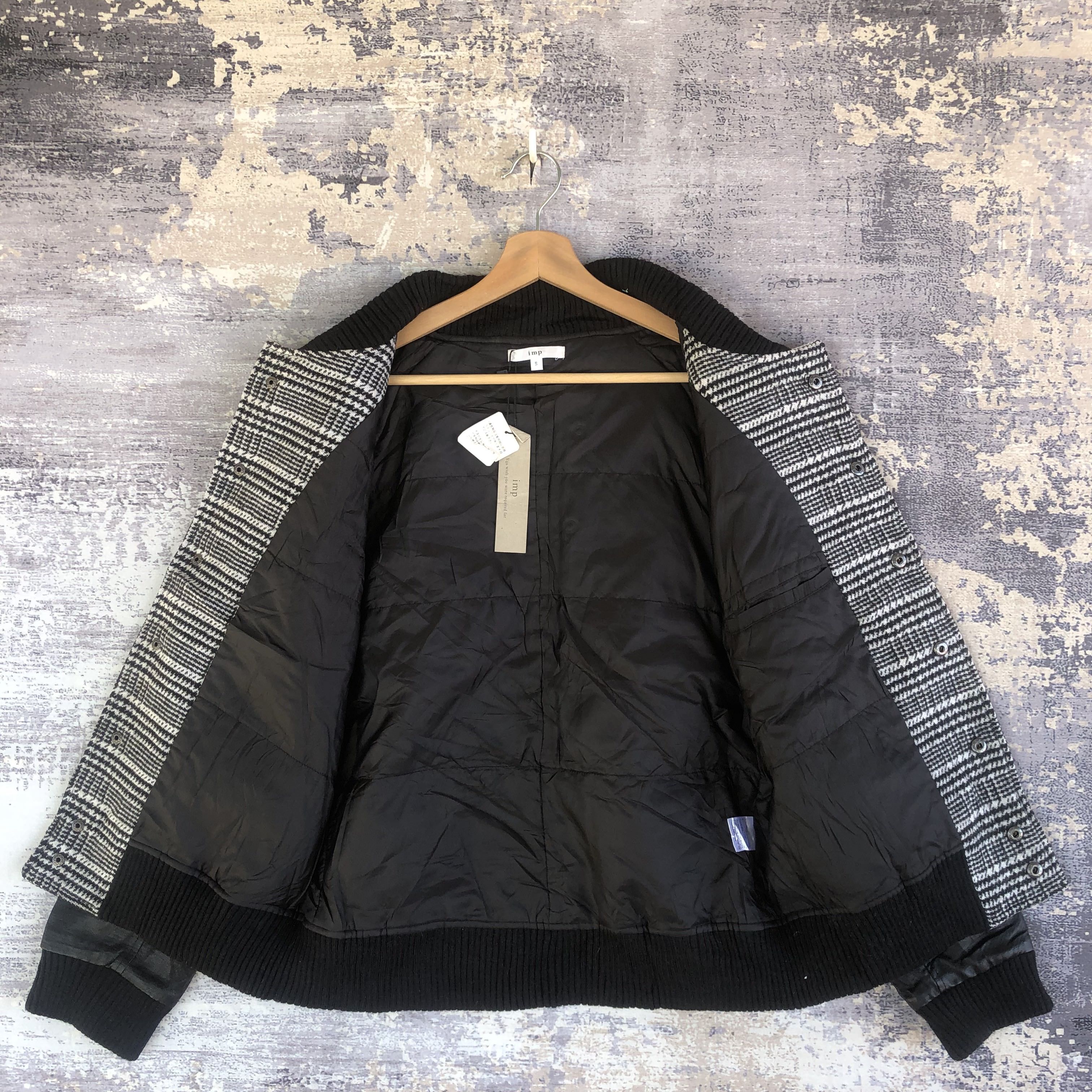 Japanese Brand × Vintage IMP Varsity Jacket Japanese Plaid Wool Leather Jacket Size US M / EU 48-50 / 2 - 7 Thumbnail
