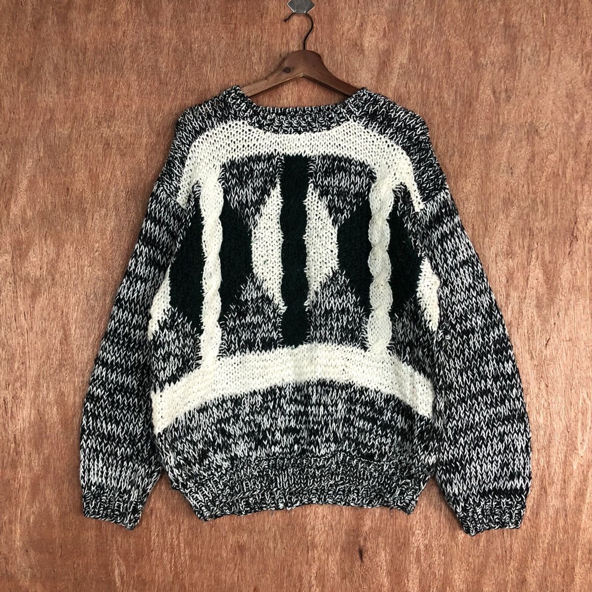 Vintage Japenese Handknit Knitwear Sweater Rope Lace Baggy