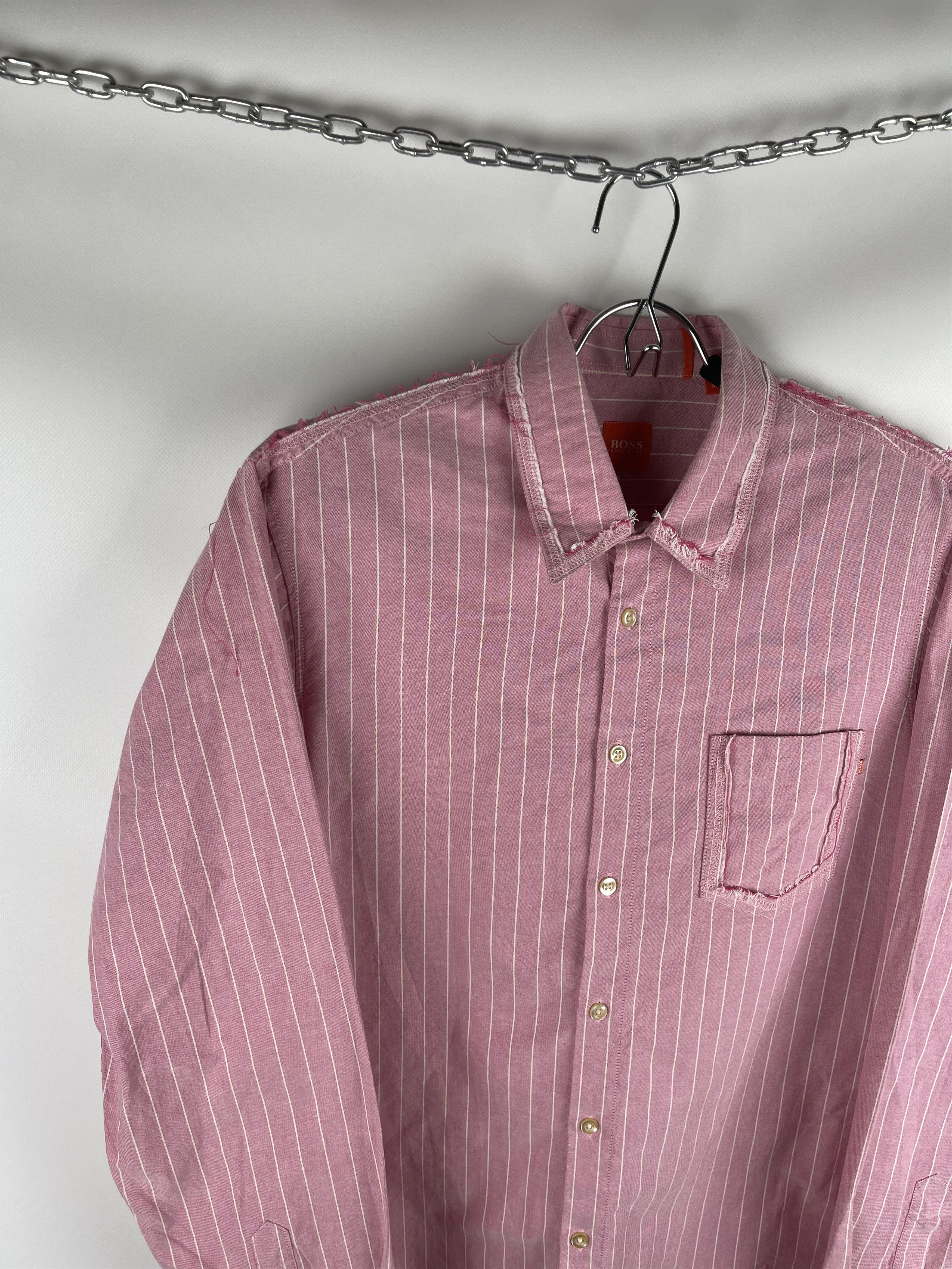 Hugo Hugo Boss distressed pink striped travis Scott style shirt Size US M / EU 48-50 / 2 - 2 Thumbnail