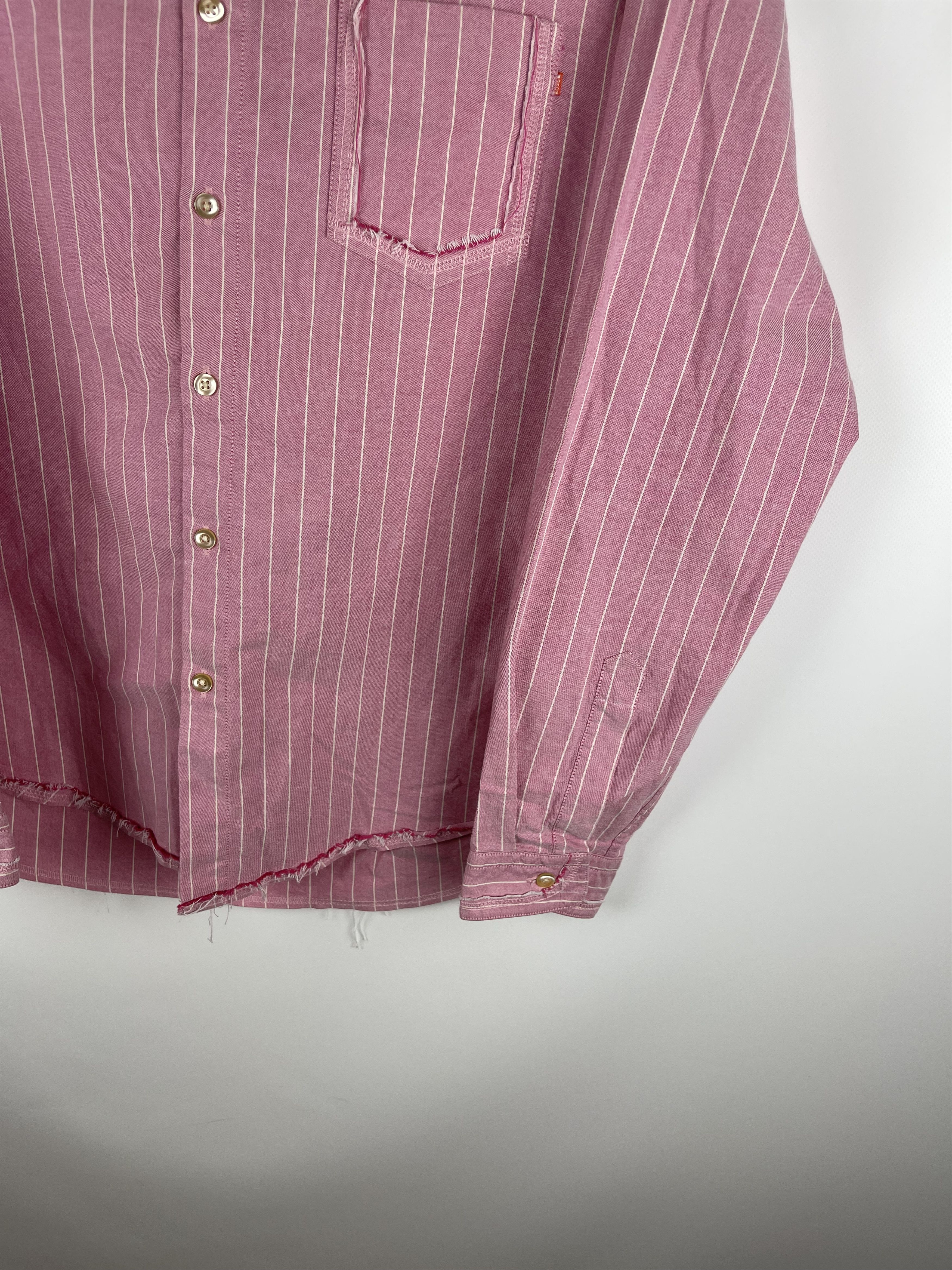 Hugo Hugo Boss distressed pink striped travis Scott style shirt Size US M / EU 48-50 / 2 - 4 Thumbnail