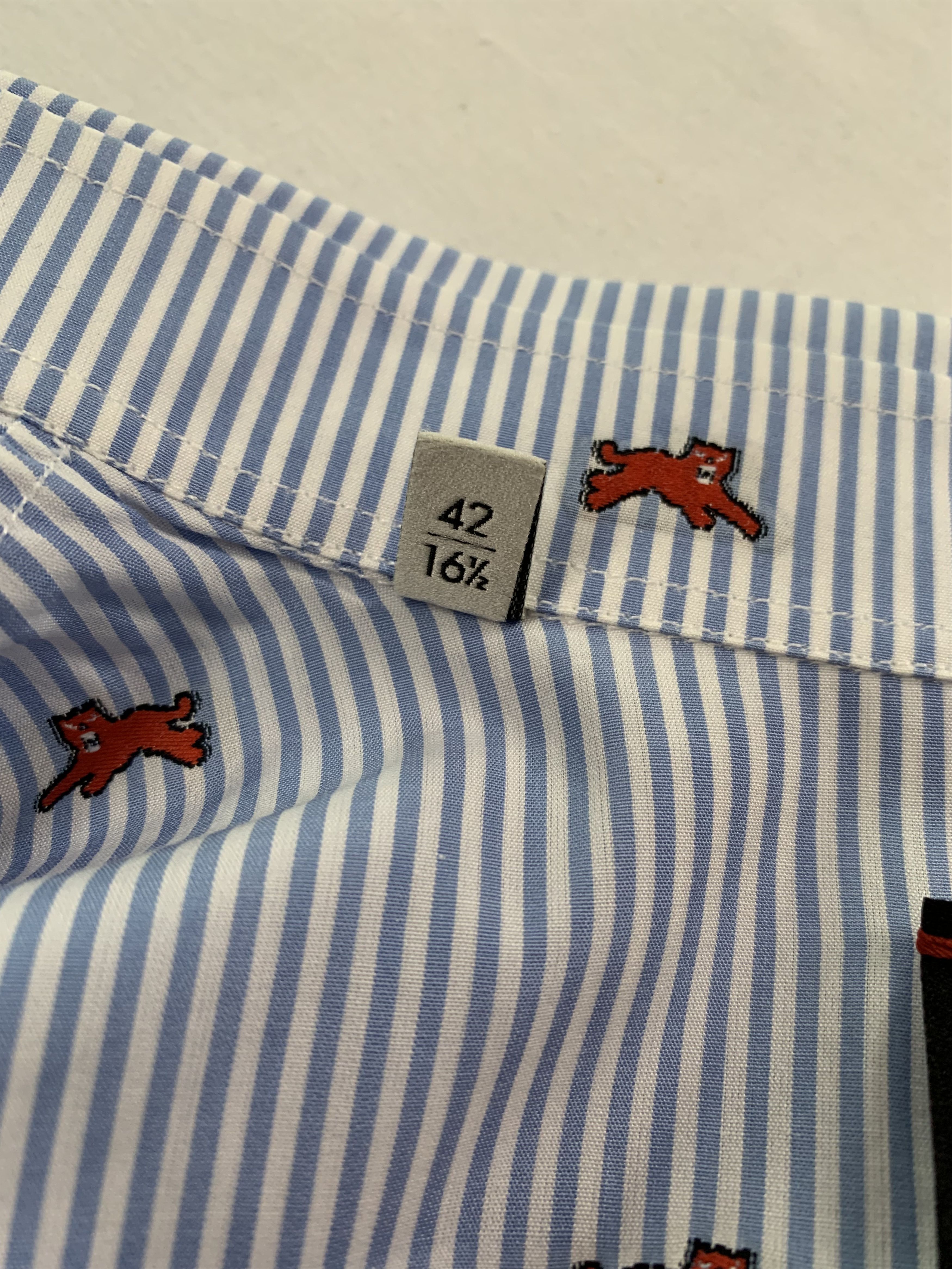 Gucci Gucci Blue and White Stripe Big Cat Men's Shirt Size US XS / EU 42 / 0 - 4 Thumbnail