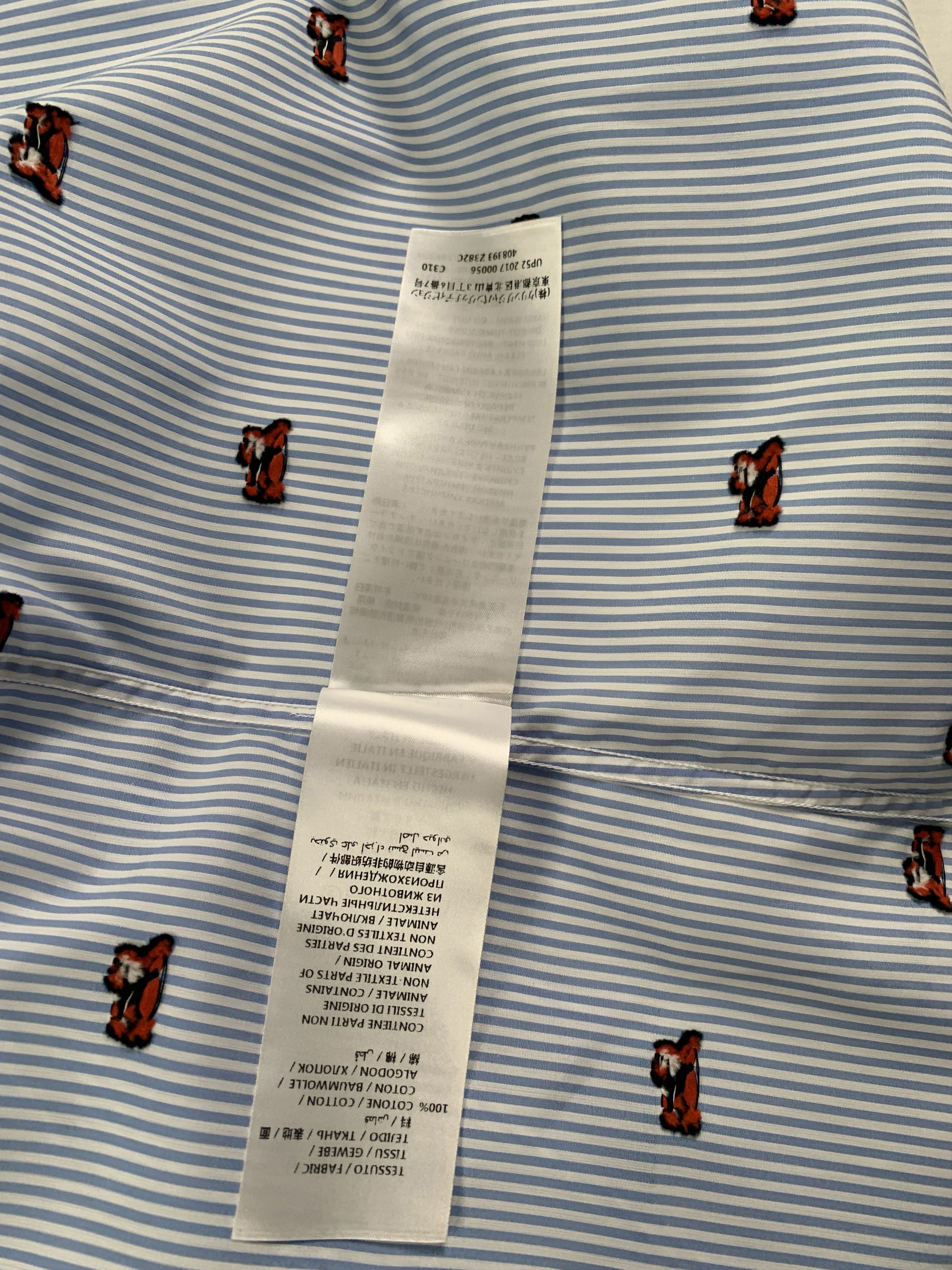 Gucci Gucci Blue and White Stripe Big Cat Men's Shirt Size US XS / EU 42 / 0 - 10 Thumbnail