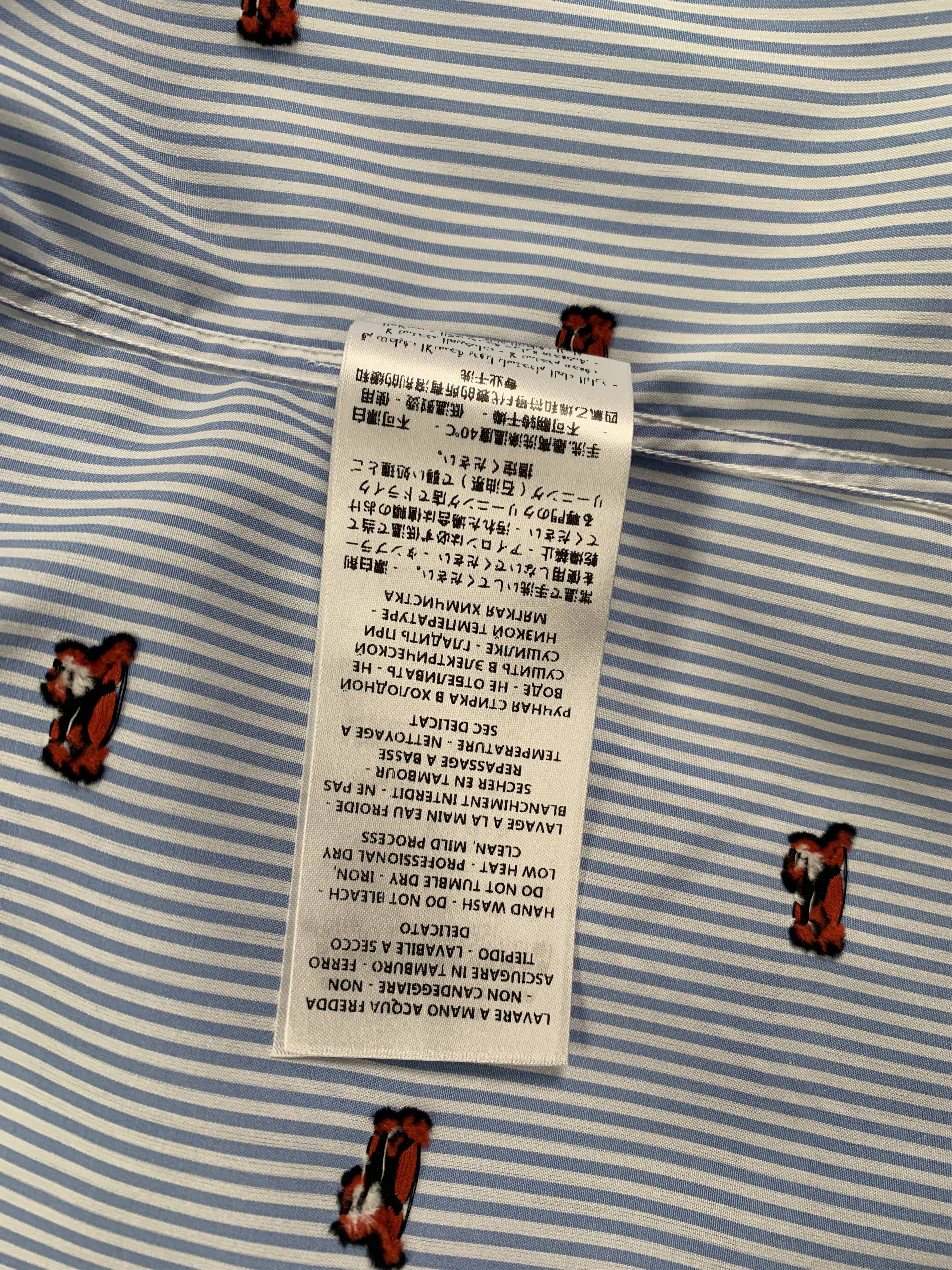 Gucci Gucci Blue and White Stripe Big Cat Men's Shirt Size US XS / EU 42 / 0 - 9 Thumbnail