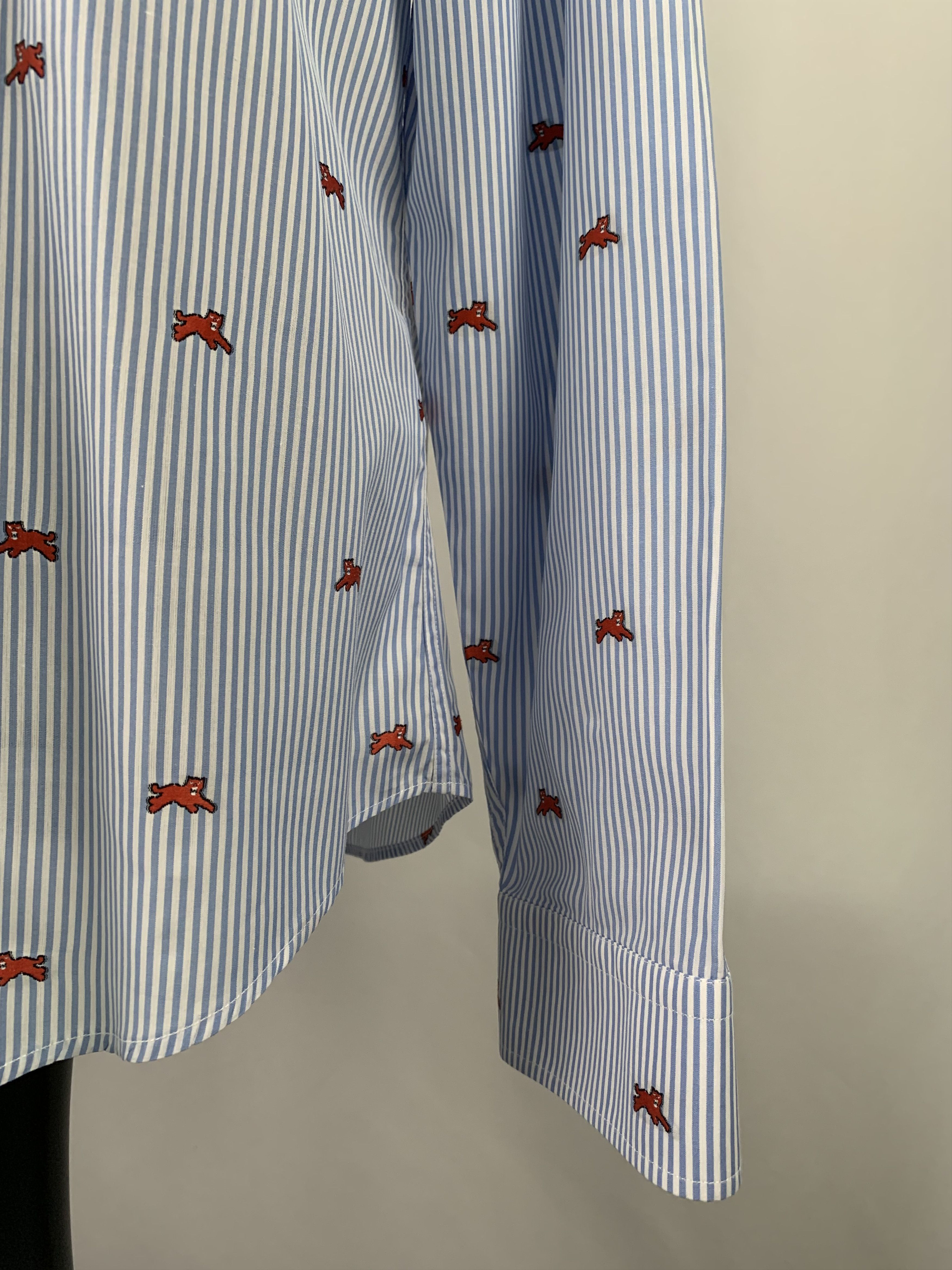 Gucci Gucci Blue and White Stripe Big Cat Men's Shirt Size US XS / EU 42 / 0 - 7 Thumbnail