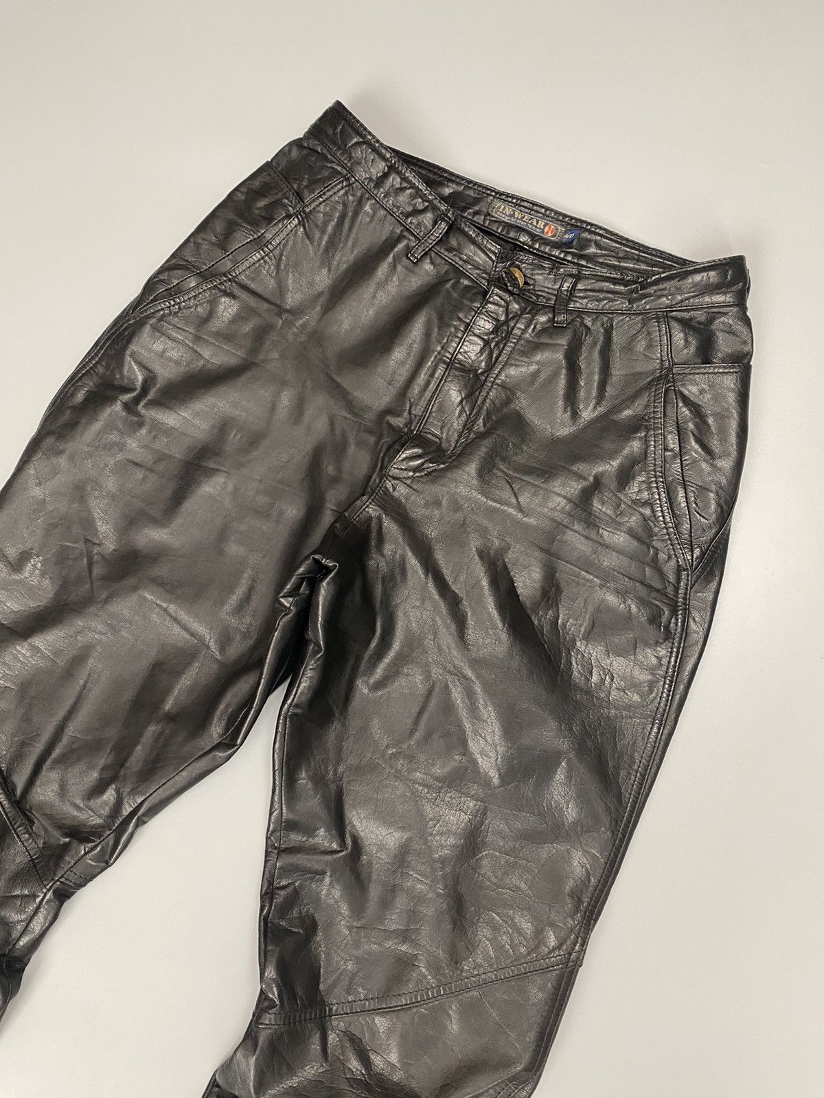 Genuine Leather Leather casual vintage straight biker pants Size US 27 - 3 Thumbnail