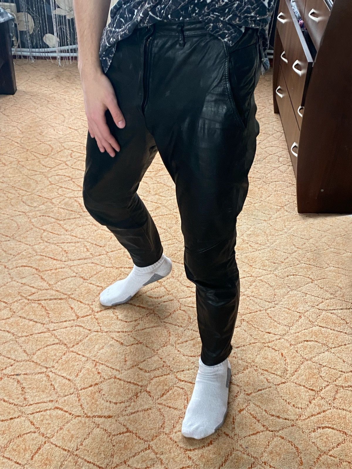 Genuine Leather Leather casual vintage straight biker pants Size US 27 - 6 Thumbnail