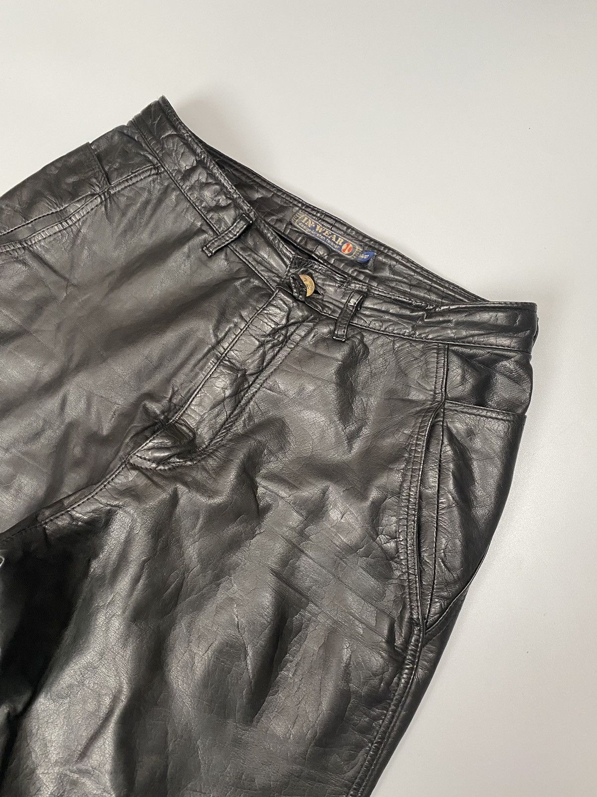 Genuine Leather Leather casual vintage straight biker pants Size US 27 - 11 Thumbnail