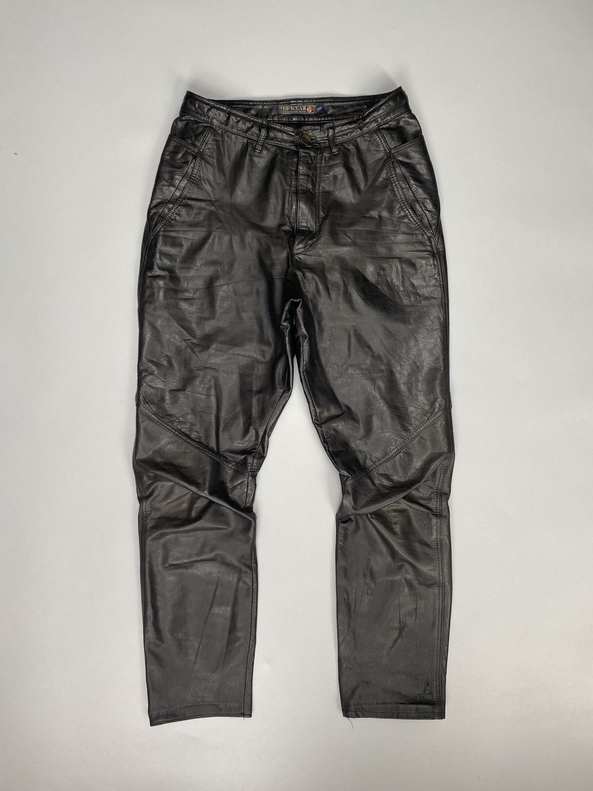 Genuine Leather Leather casual vintage straight biker pants Size US 27 - 2 Thumbnail