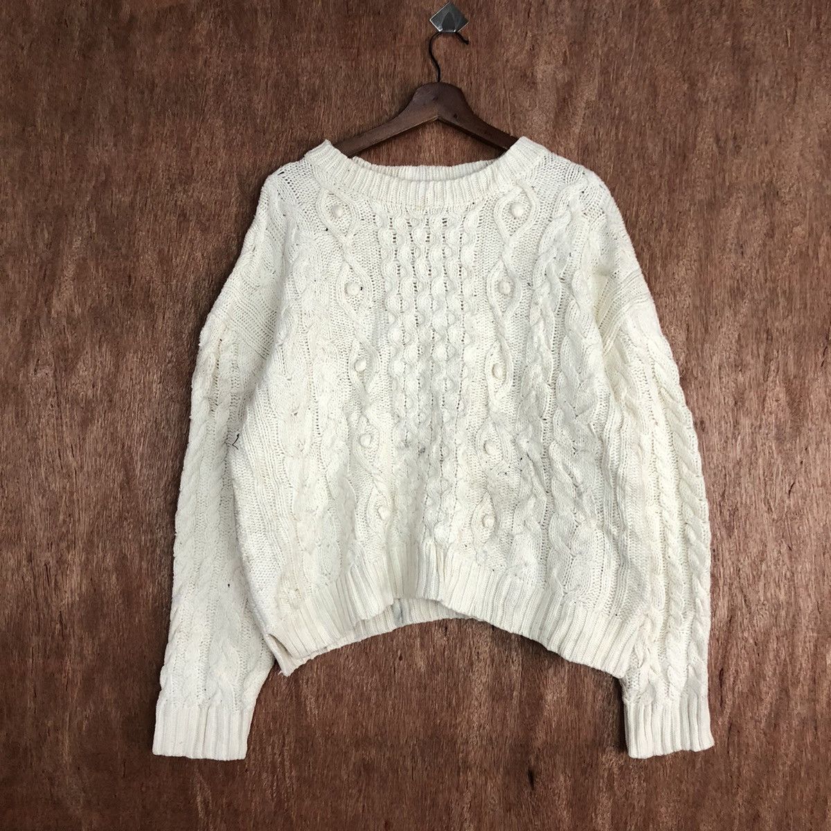 Vintage Lowrys Farm Knitwear Sweater Cable knit Rope Lace