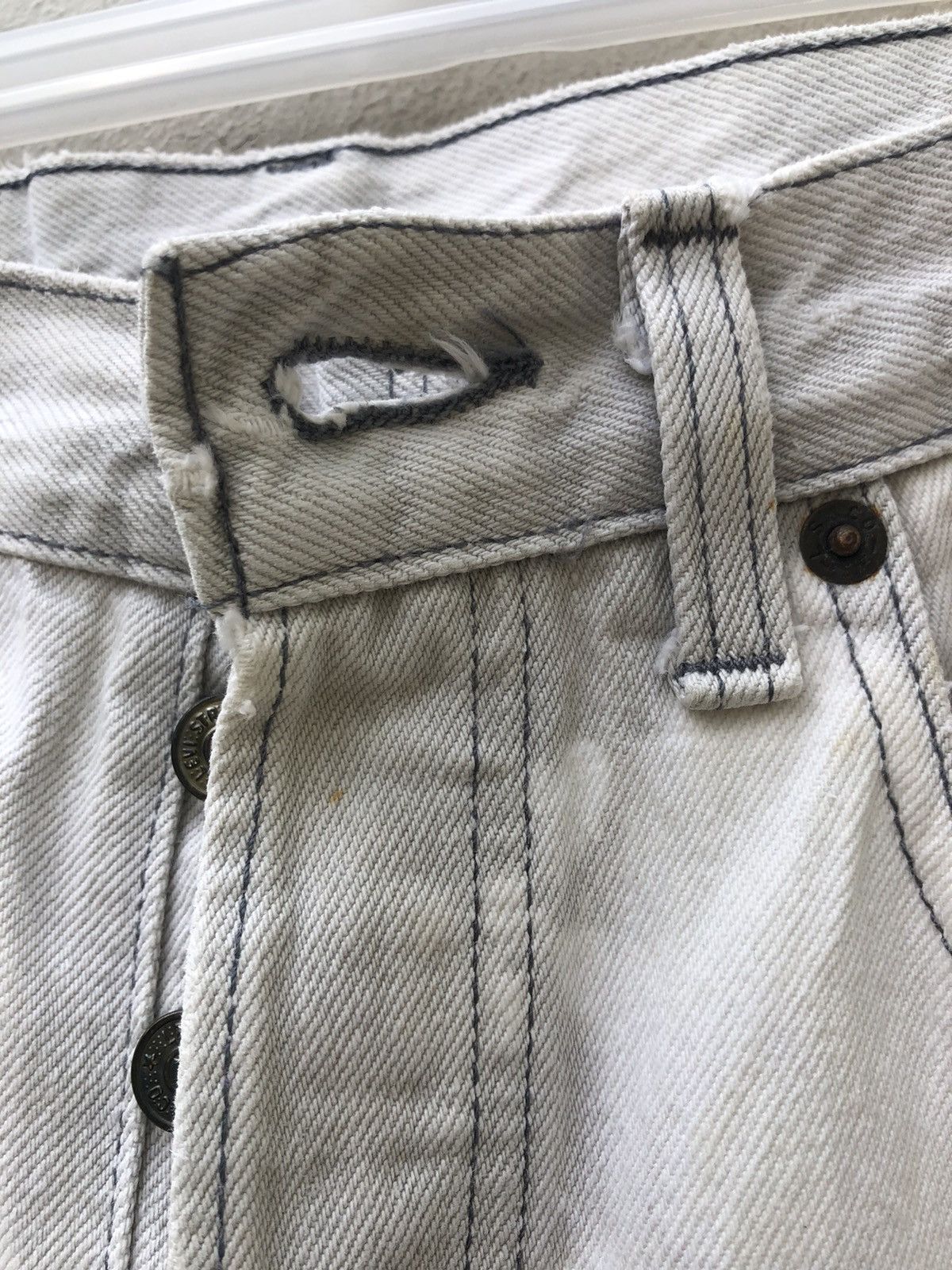 Levi's Vintage 80s Levi’s 501 Jeans Made in Usa Bleached Grey Denim Size US 30 / EU 46 - 9 Thumbnail