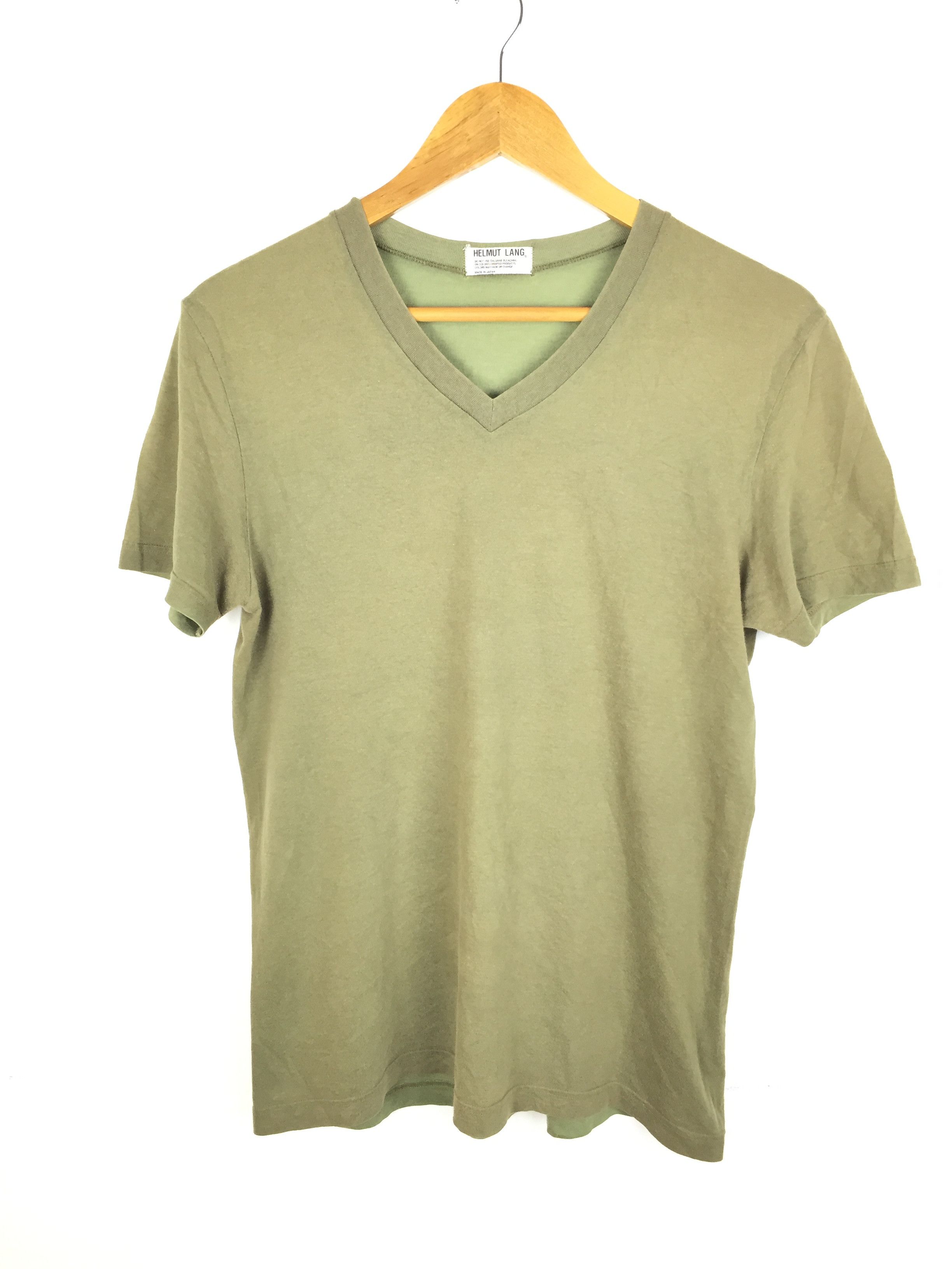 Helmut Lang AW96 HELMUT LANG Olive V neck tee Size US M / EU 48-50 / 2 - 3 Thumbnail