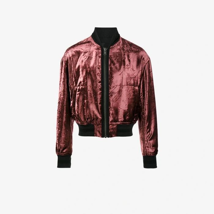Haider Ackermann Red Crushed Velvet Tiziano Bomber Size US L / EU 52-54 / 3 - 1 Thumbnail