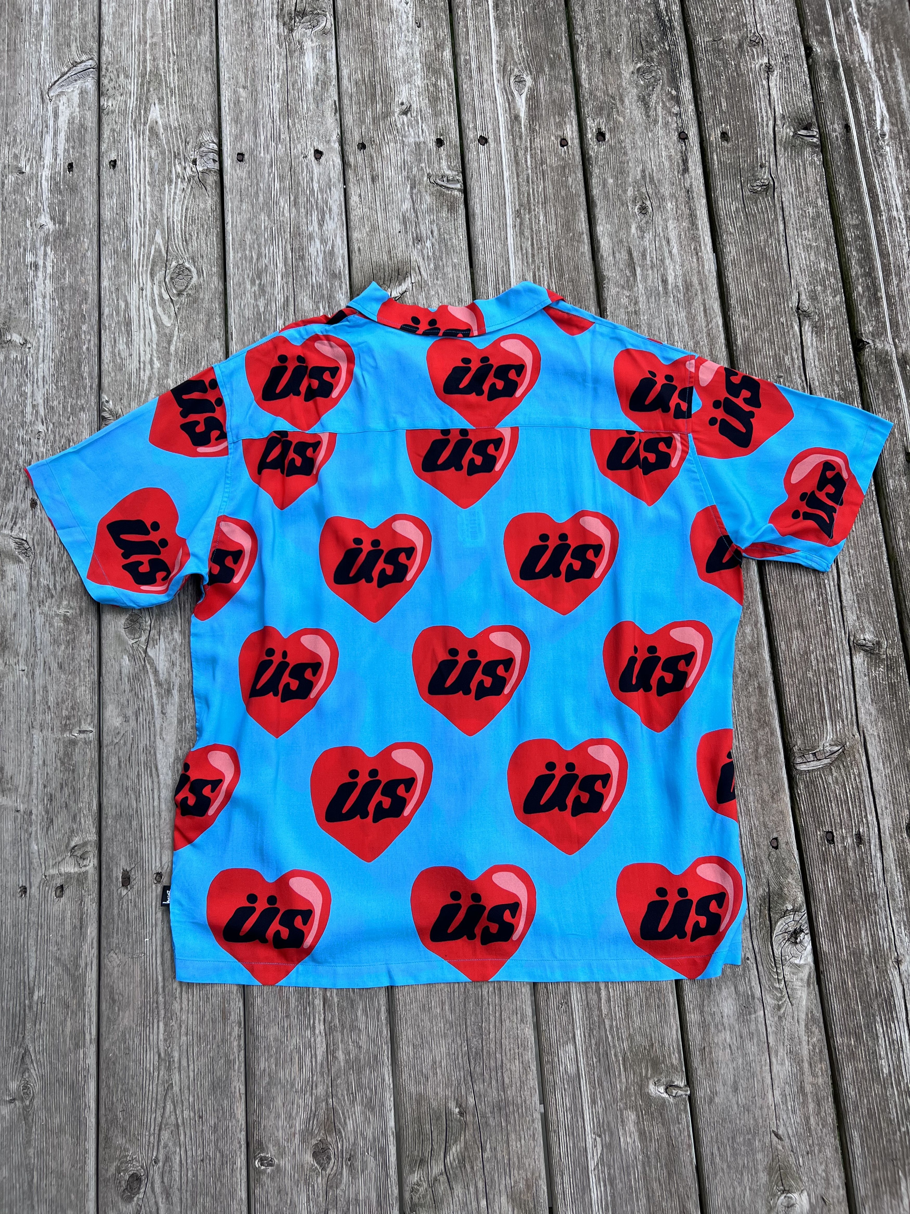 Cactus Plant Flea Market × Stussy CPFM Stussy Hearts Camp Collar Shirt Blue Size US M / EU 48-50 / 2 - 3 Thumbnail