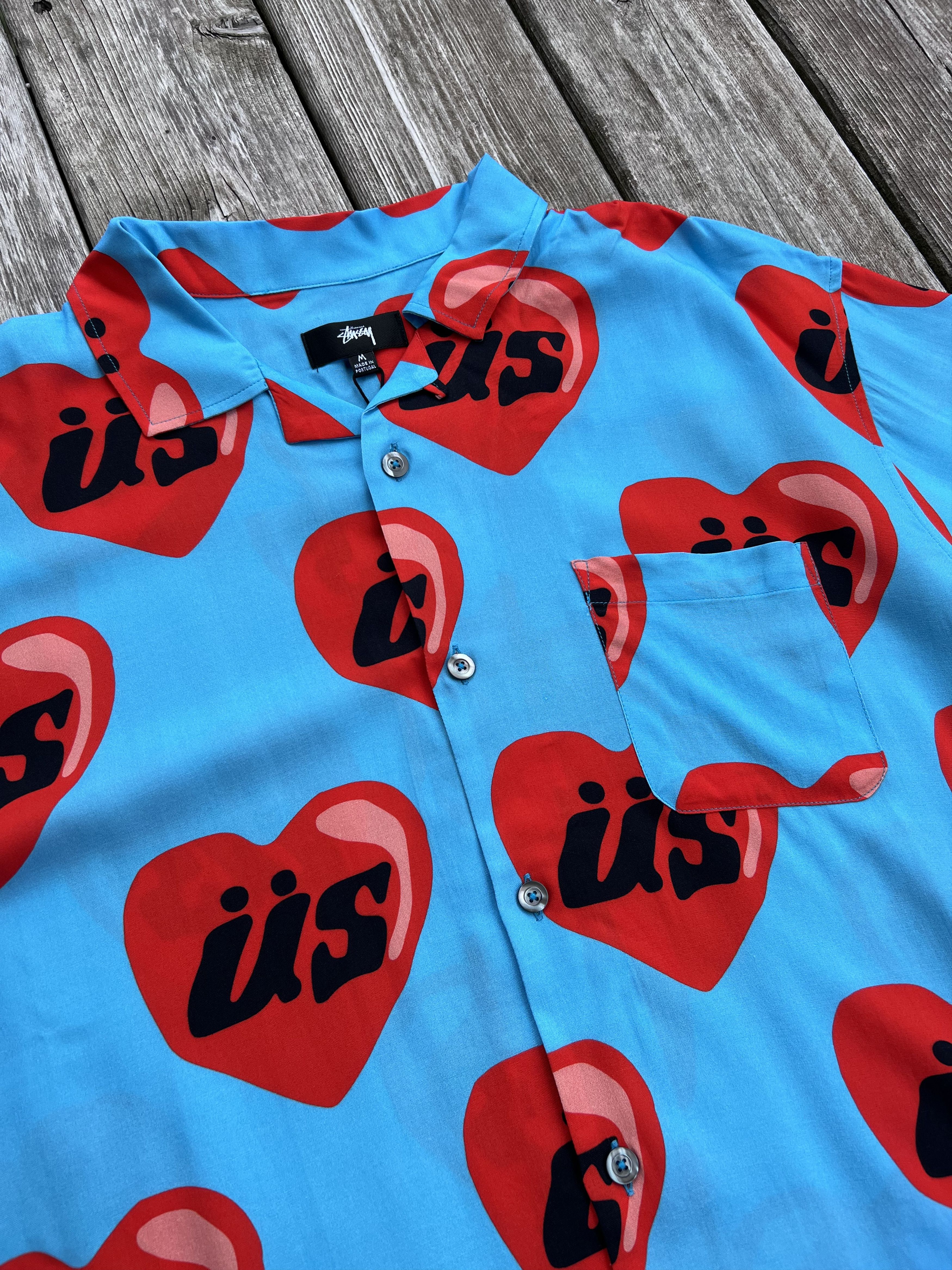 Cactus Plant Flea Market × Stussy CPFM Stussy Hearts Camp Collar Shirt Blue Size US M / EU 48-50 / 2 - 2 Thumbnail
