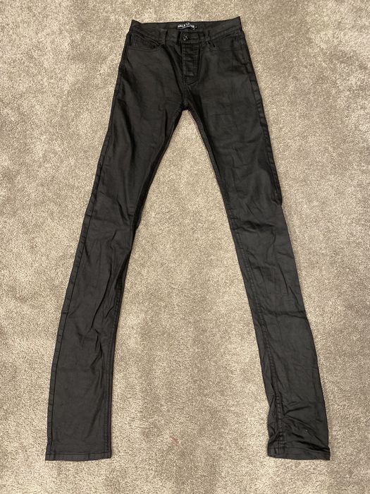 Designer Vale Lives Black Wax Stacked Jeans | Grailed