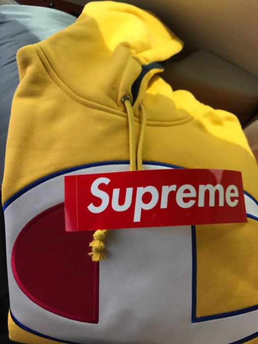 Supreme champion yellow on sale hoodie