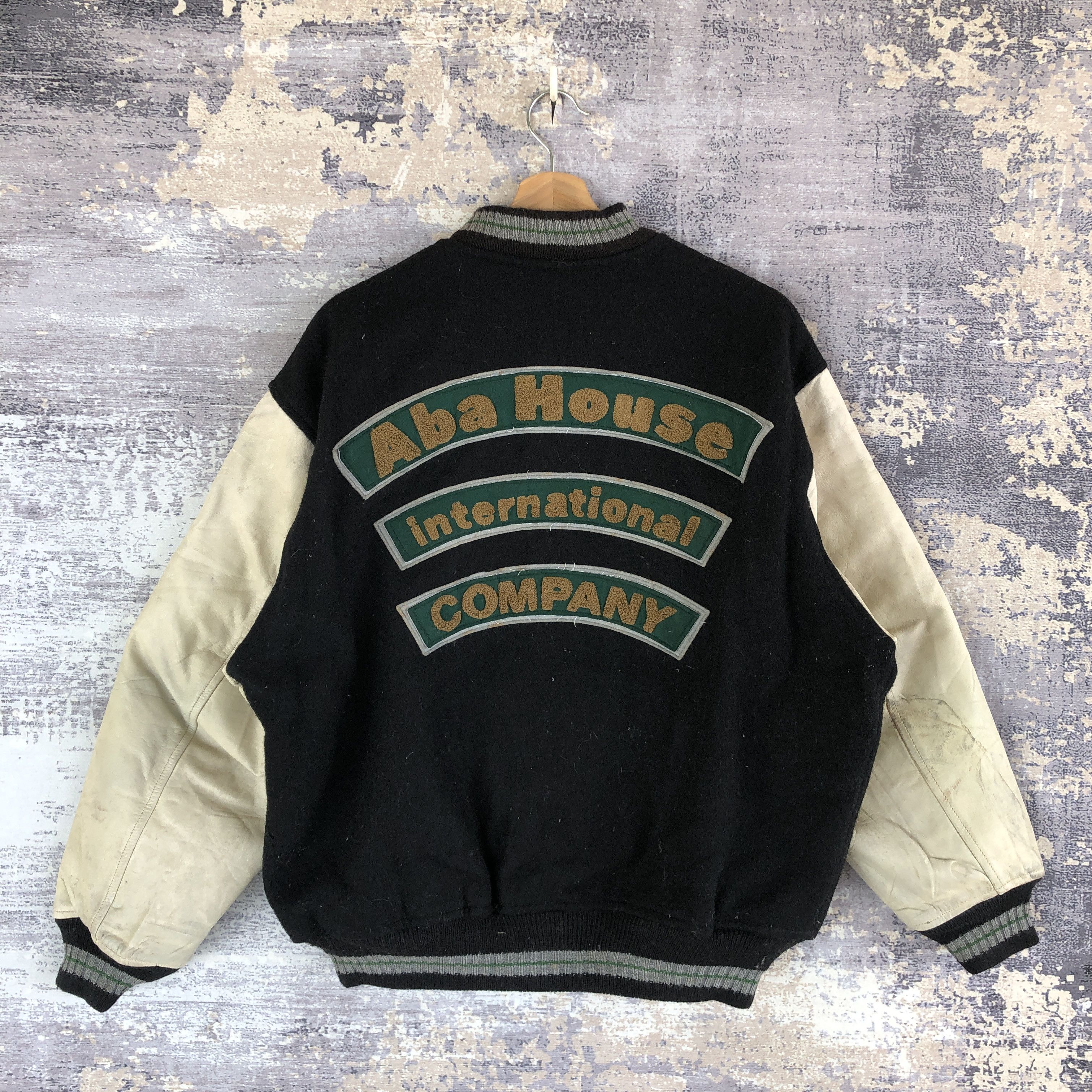 Vintage Aba House Varsity Jacket Leather Letterman Wool Jacket Size US XL / EU 56 / 4 - 2 Thumbnail