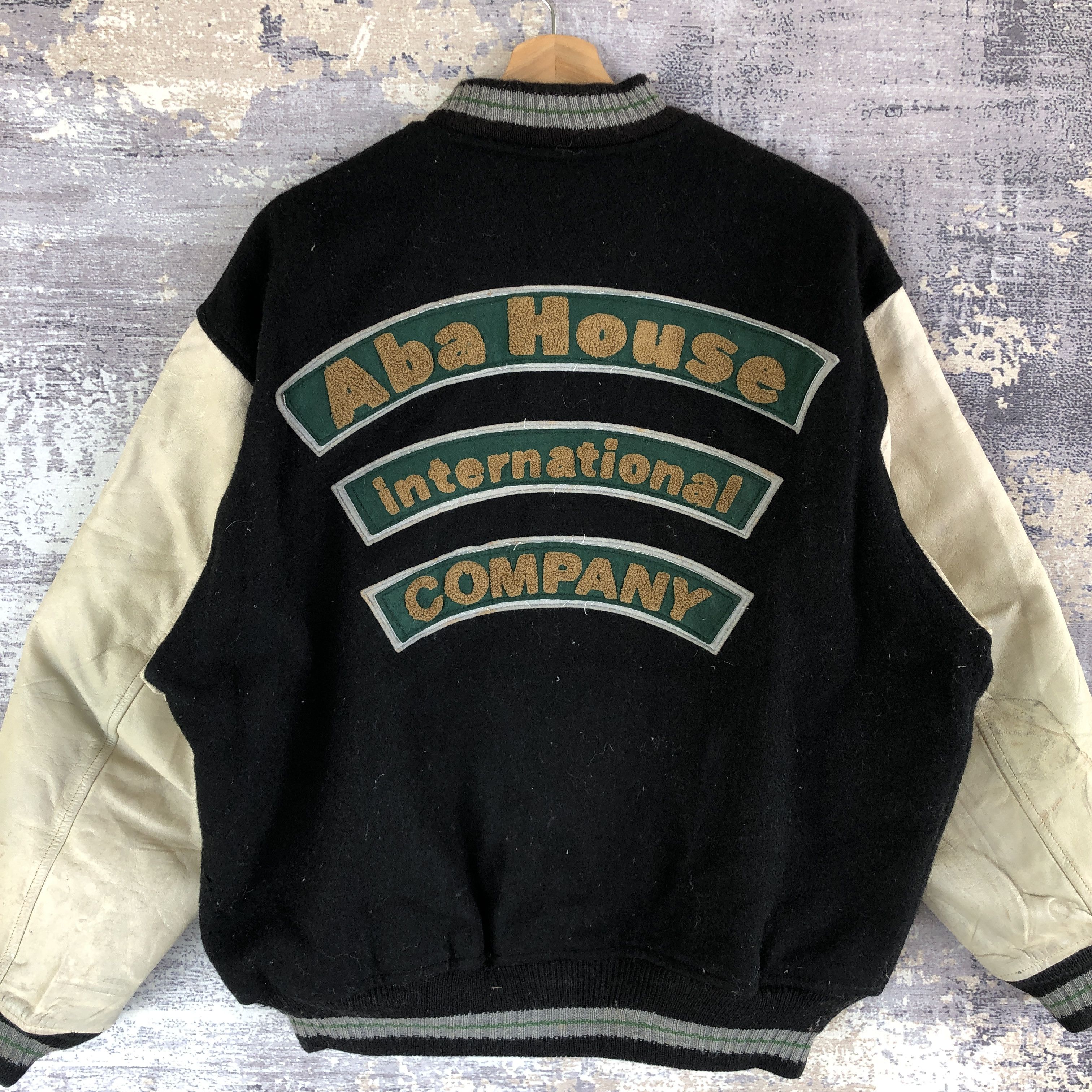 Vintage Aba House Varsity Jacket Leather Letterman Wool Jacket Size US XL / EU 56 / 4 - 7 Thumbnail